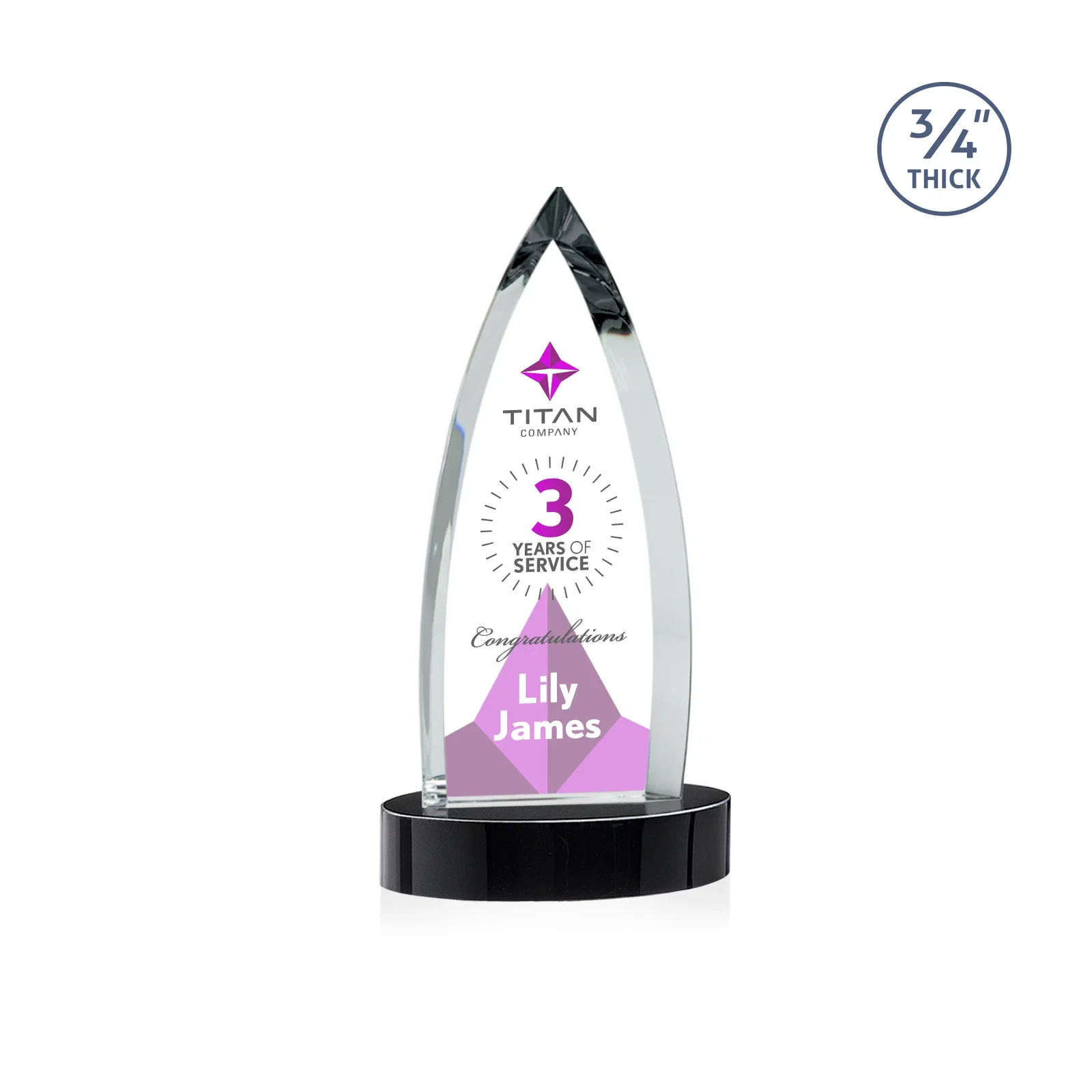 Custom Starfire Crystal Arrowhead Award on Round Crystal Base, with your logo for safety achievement programs