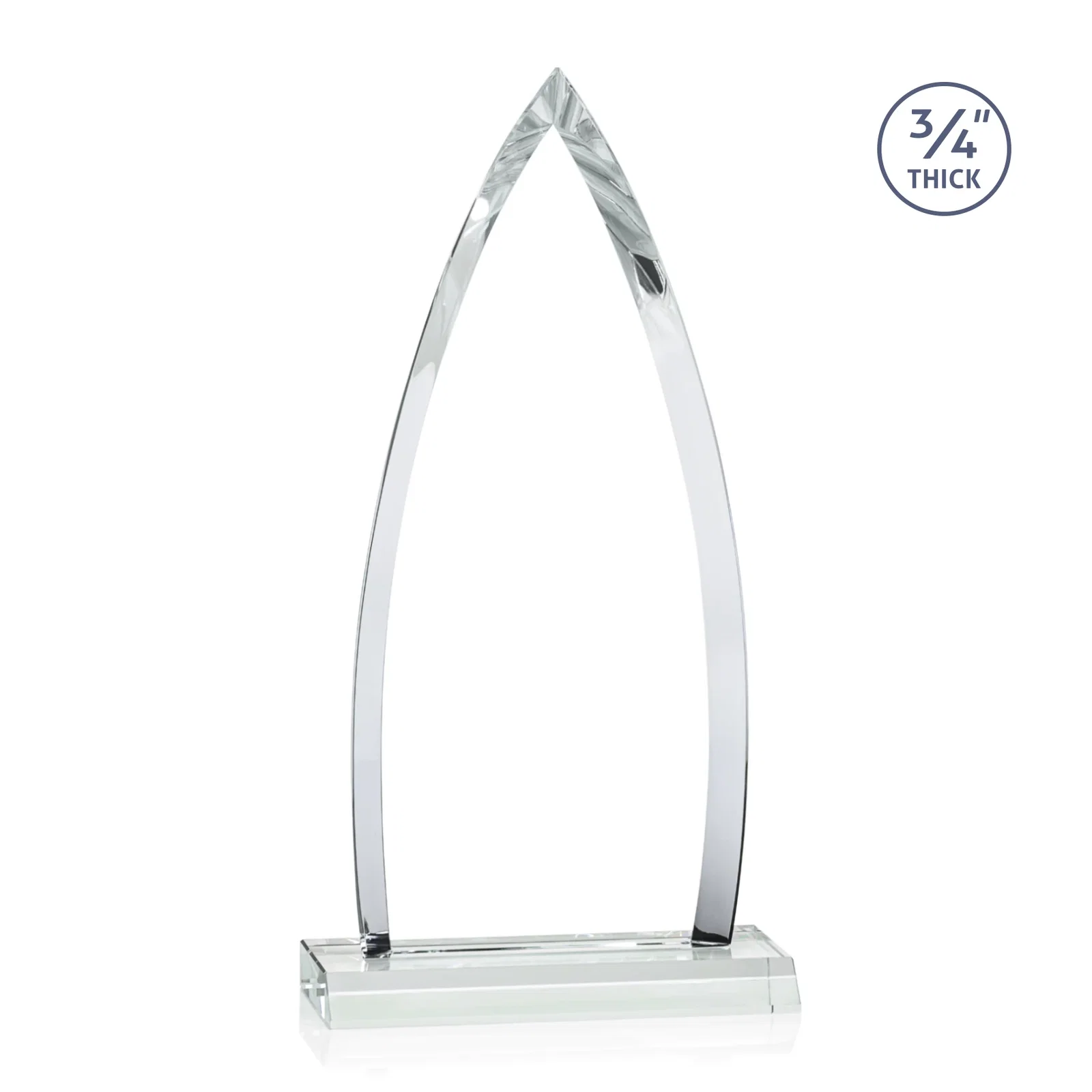 Personalized Starfire Crystal Arrowhead Award with Second Etch on Mitered Base, awards, with your logo for sales achievement awards