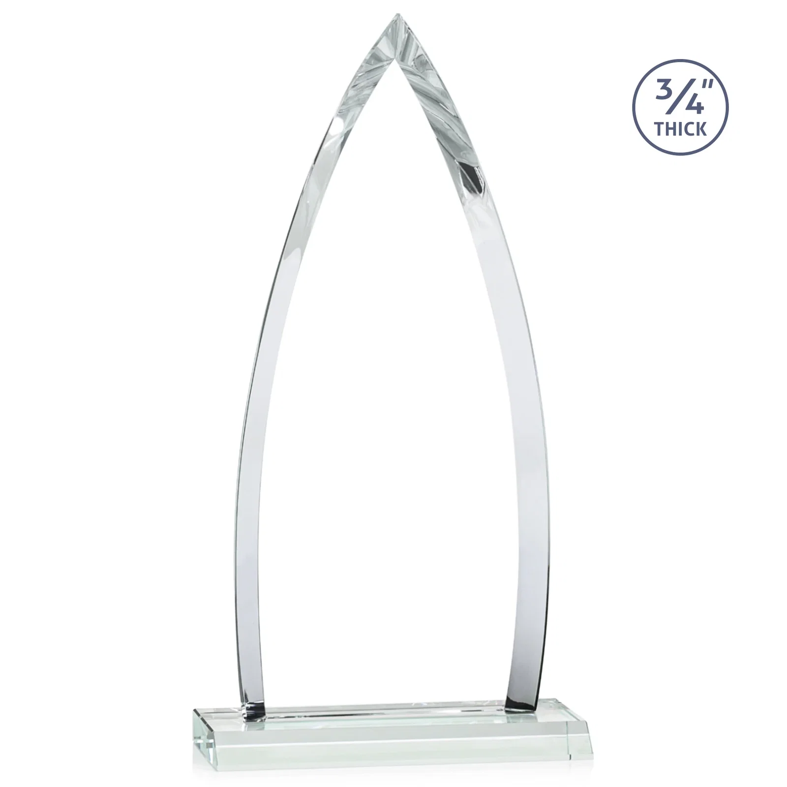 Personalized Starfire Crystal Arrowhead Award with Second Etch on Mitered Base, awards, with your logo for retirement presentations