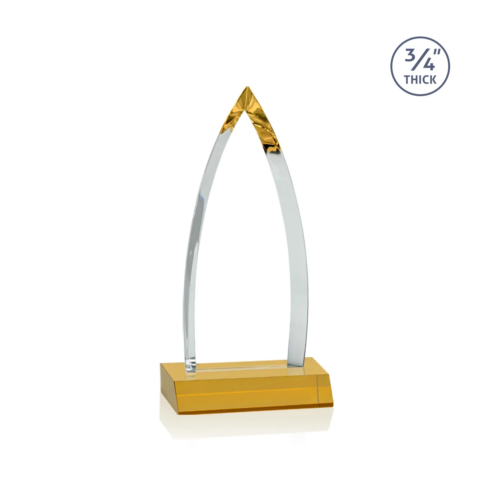 Personalized Starfire Crystal Arrowhead Award with Second Etch on Mitered Base, awards, with your logo for team milestone celebrations