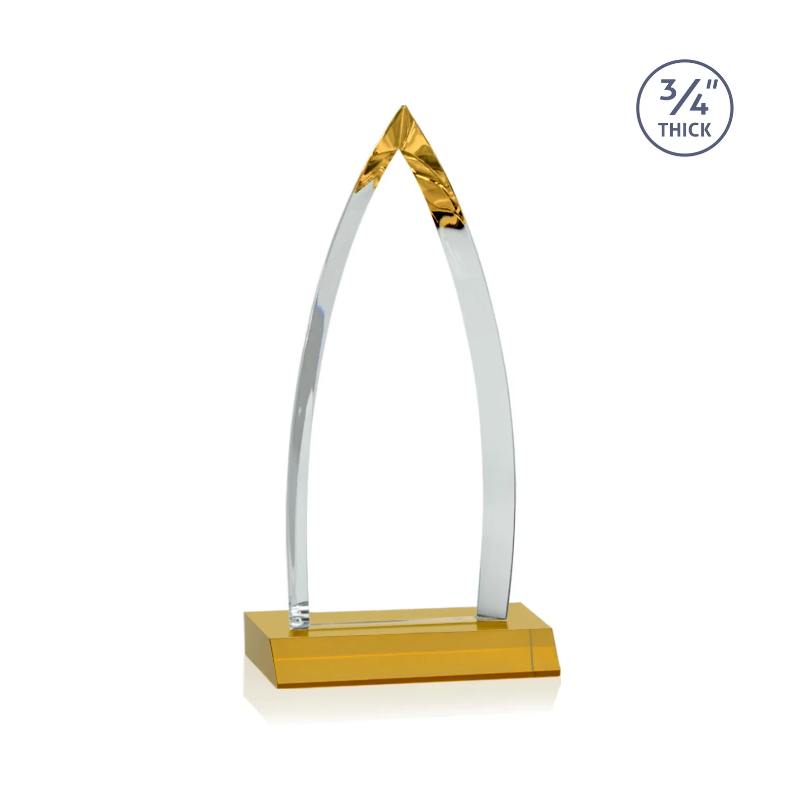 Personalized Starfire Crystal Arrowhead Award with Second Etch on Mitered Base, awards, with your logo for donor appreciation