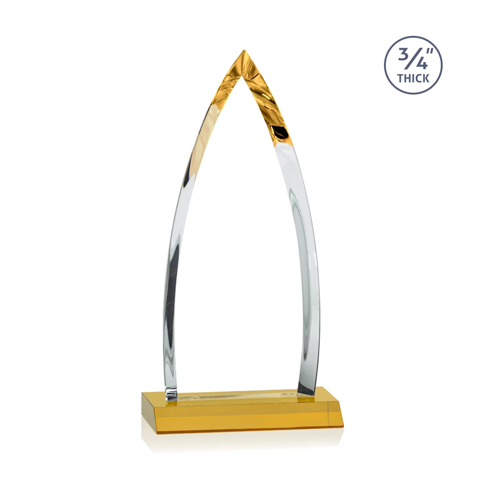 Personalized Starfire Crystal Arrowhead Award with Second Etch on Mitered Base, awards, with your logo for graduation ceremonies