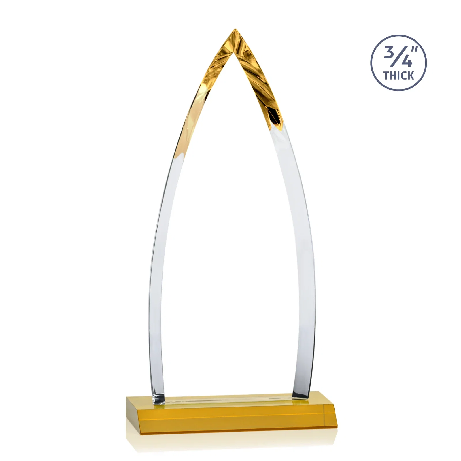 Personalized Starfire Crystal Arrowhead Award with Second Etch on Mitered Base, awards, with your logo for safety achievement programs