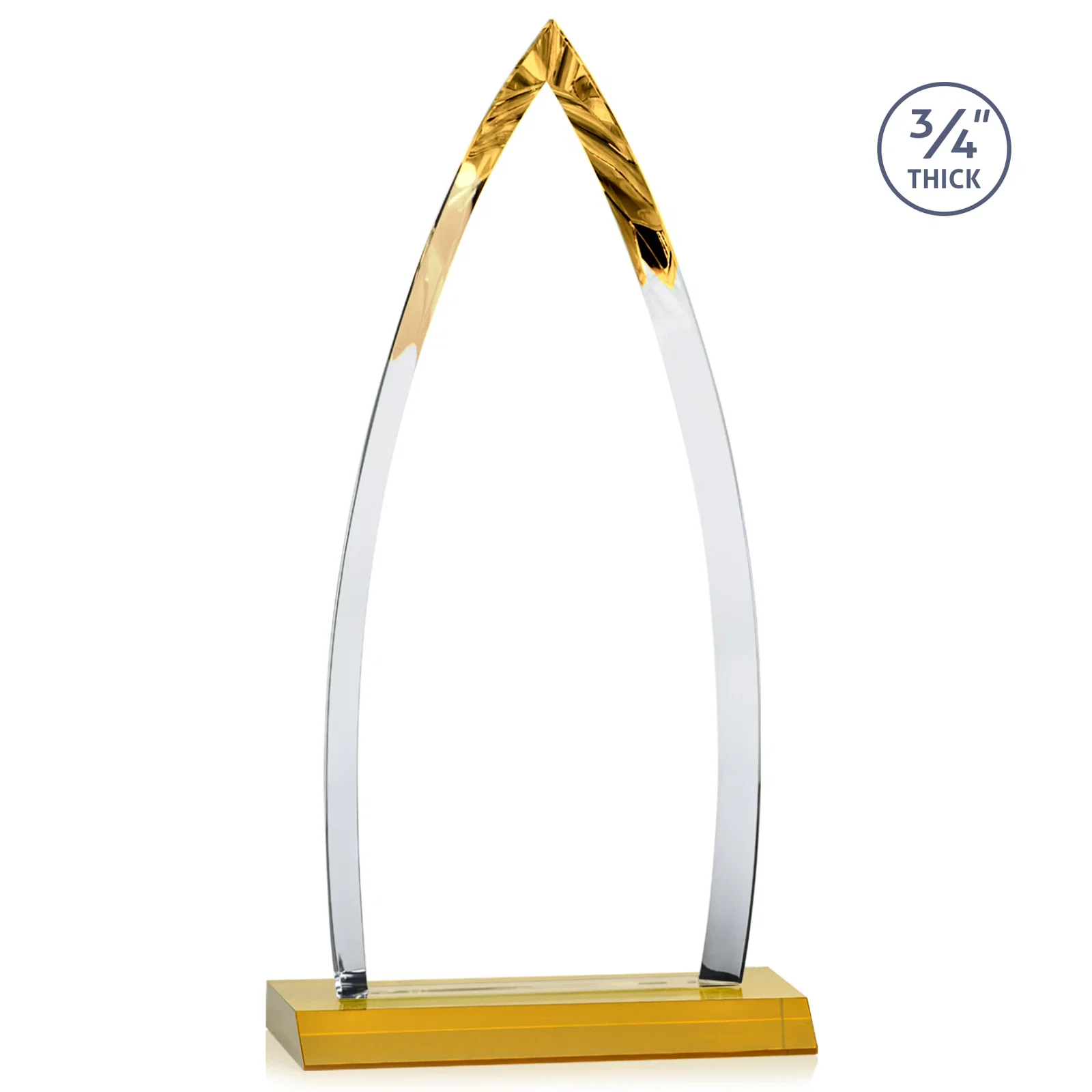 Personalized Starfire Crystal Arrowhead Award with Second Etch on Mitered Base, awards, with your logo for volunteer appreciation