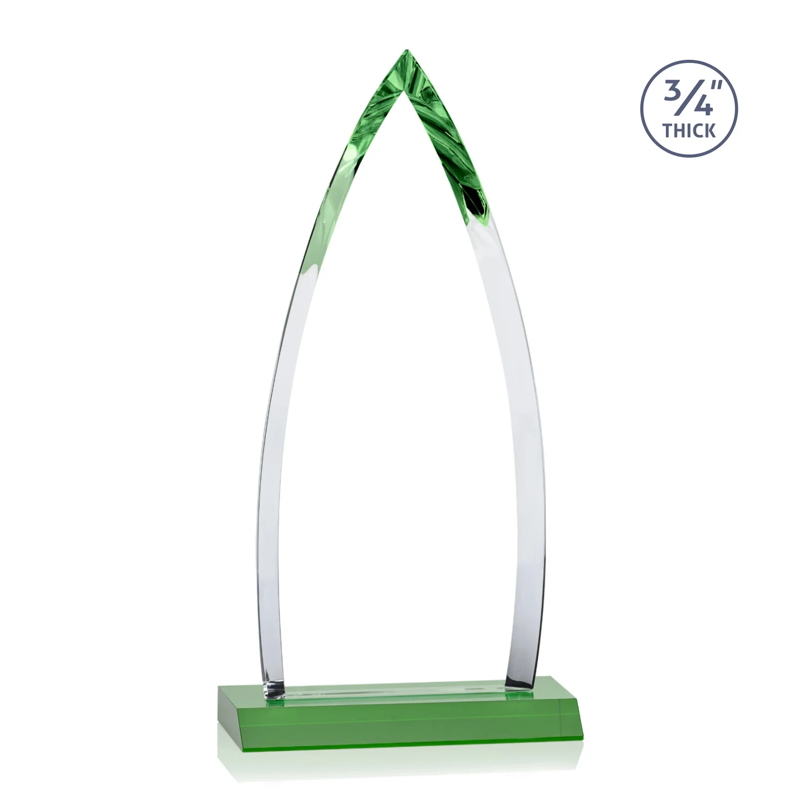 Promotional Starfire Crystal Arrowhead Award with Second Etch on Mitered Base, awards, with your logo for corporate award ceremonies