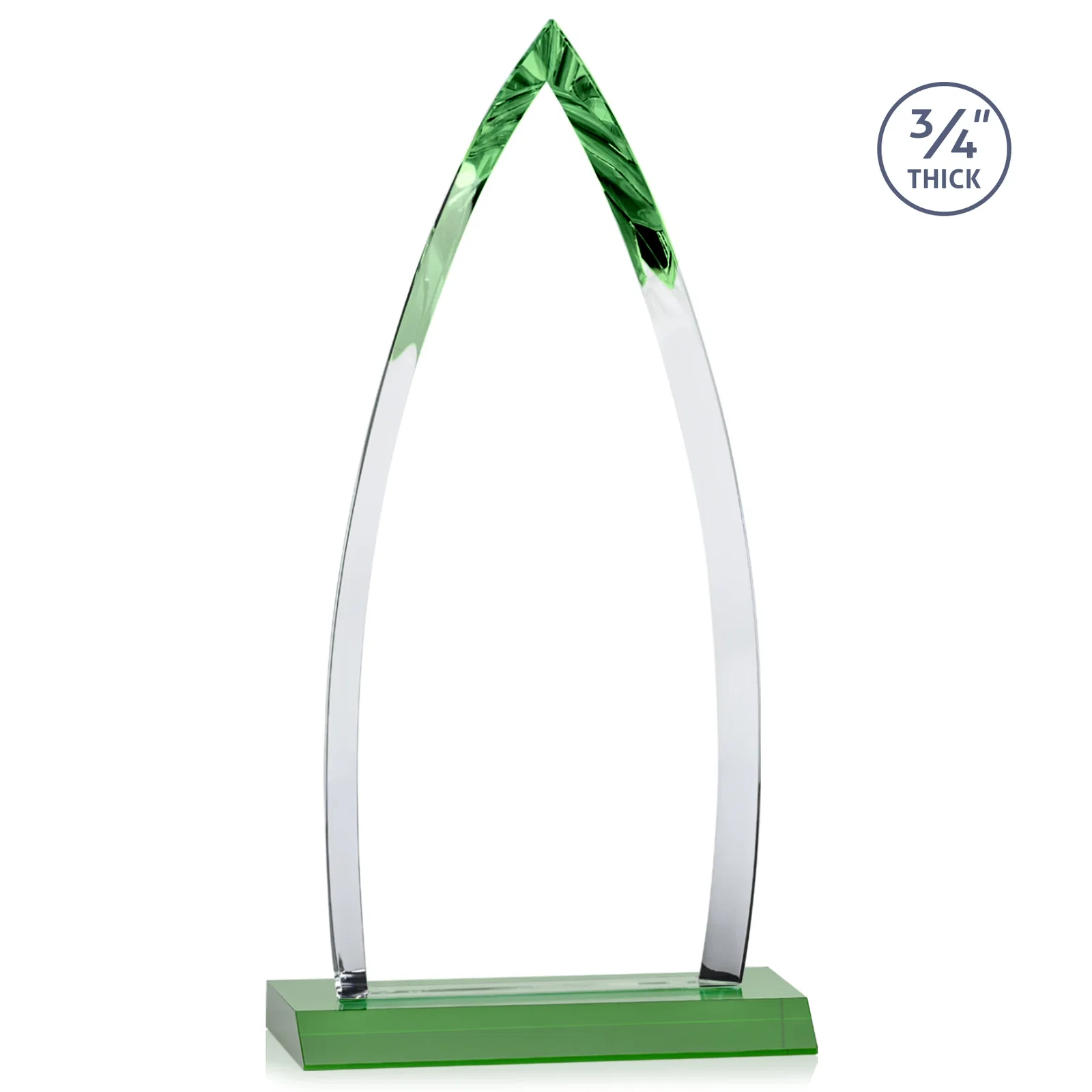 Promotional Starfire Crystal Arrowhead Award with Second Etch on Mitered Base, awards, with your logo for service anniversary gifts