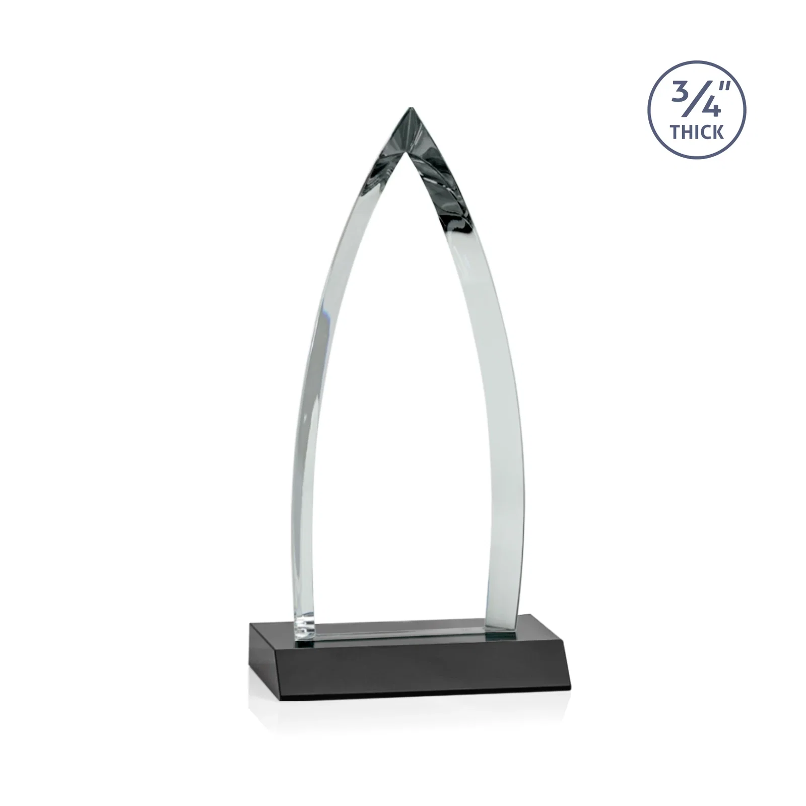 Promotional Starfire Crystal Arrowhead Award with Second Etch on Mitered Base, awards, with your logo for retirement presentations