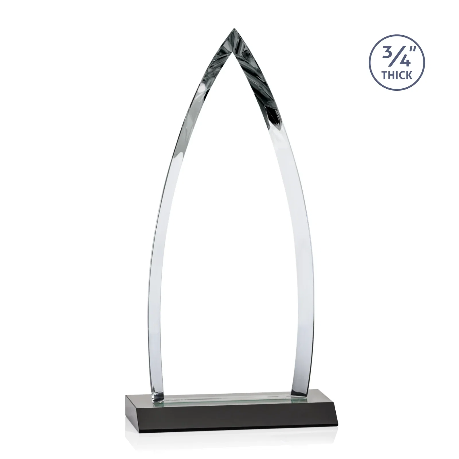Promotional Starfire Crystal Arrowhead Award with Second Etch on Mitered Base, awards, with your logo for donor appreciation