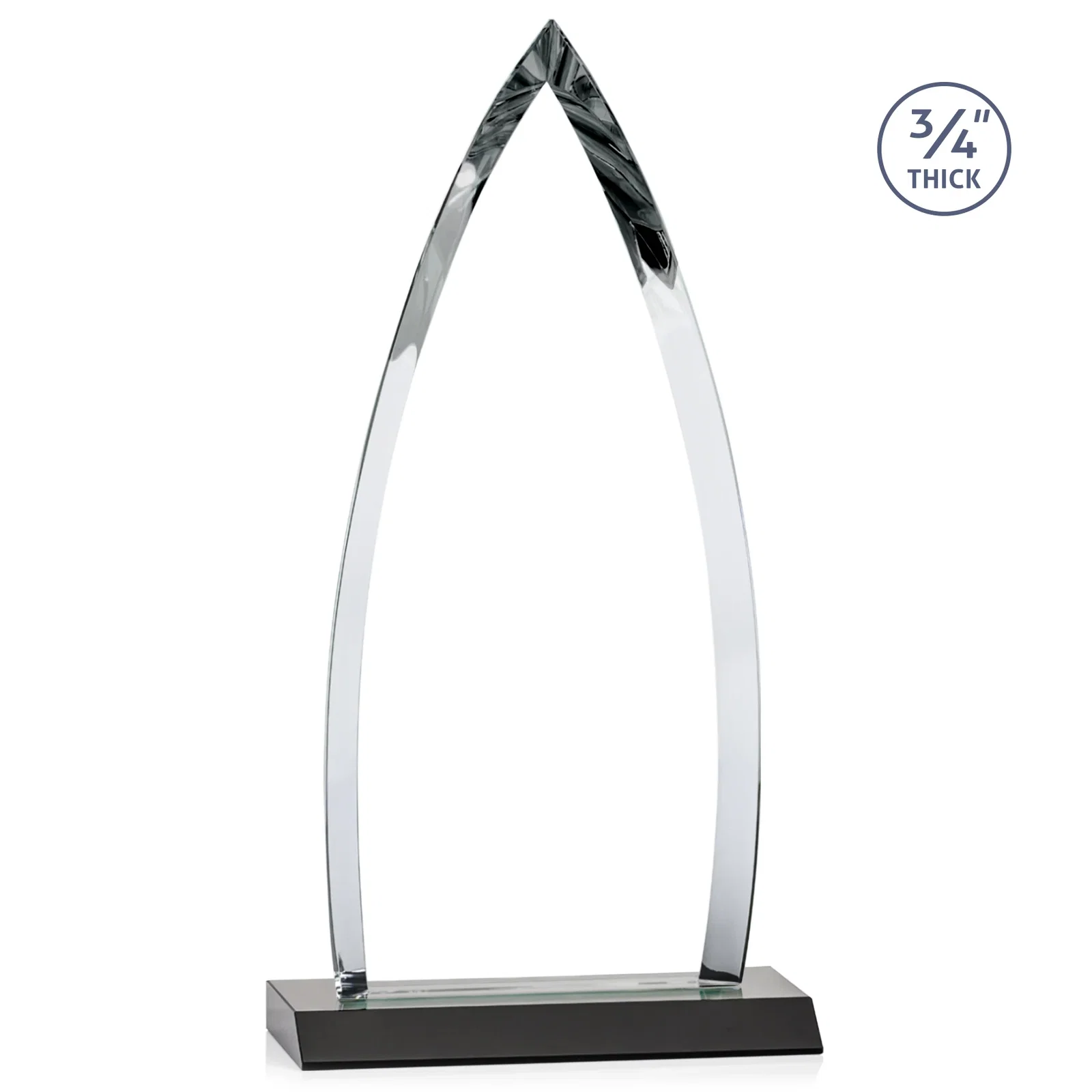 Promotional Starfire Crystal Arrowhead Award with Second Etch on Mitered Base, awards, with your logo for graduation ceremonies