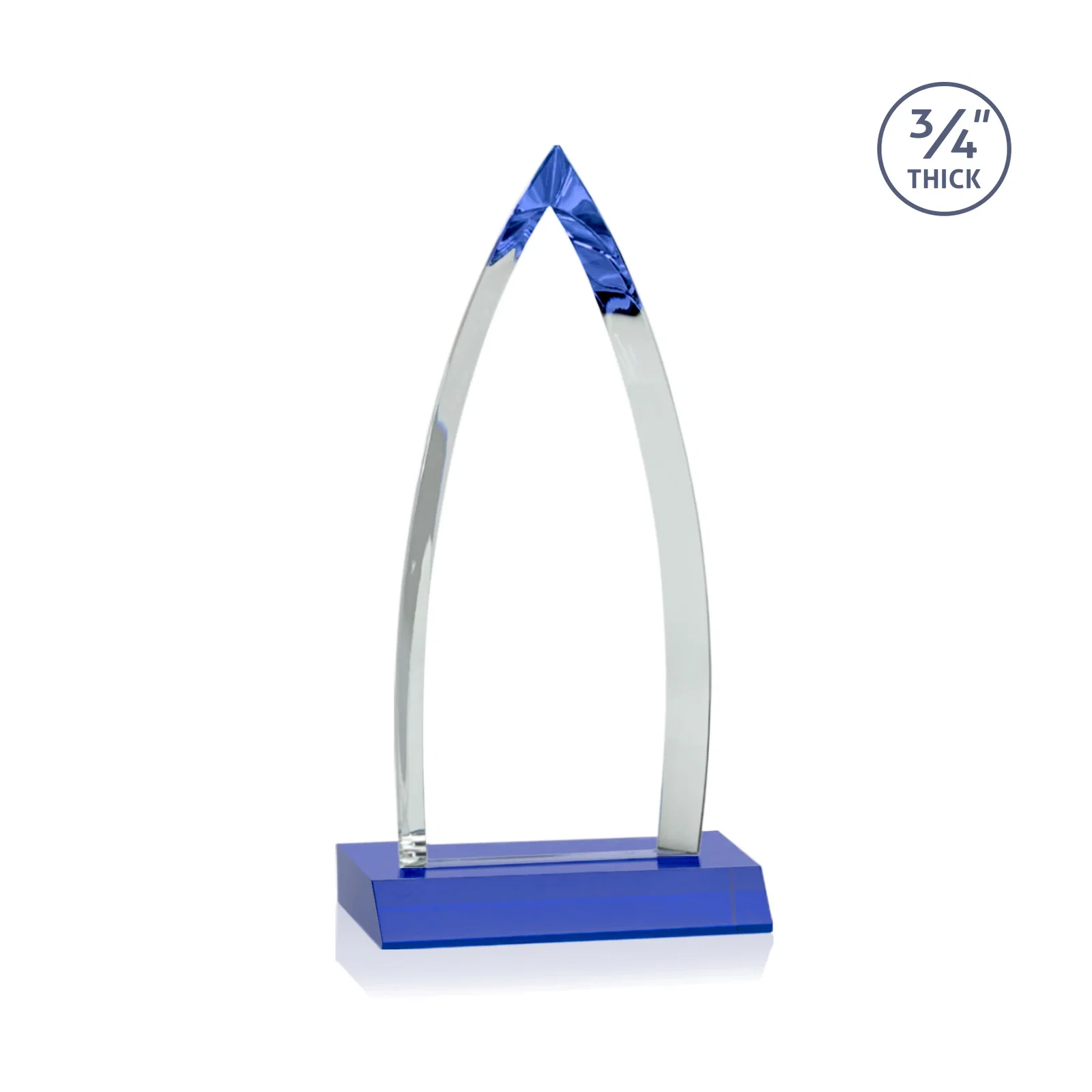 Promotional Starfire Crystal Arrowhead Award with Second Etch on Mitered Base, awards, with your logo for volunteer appreciation