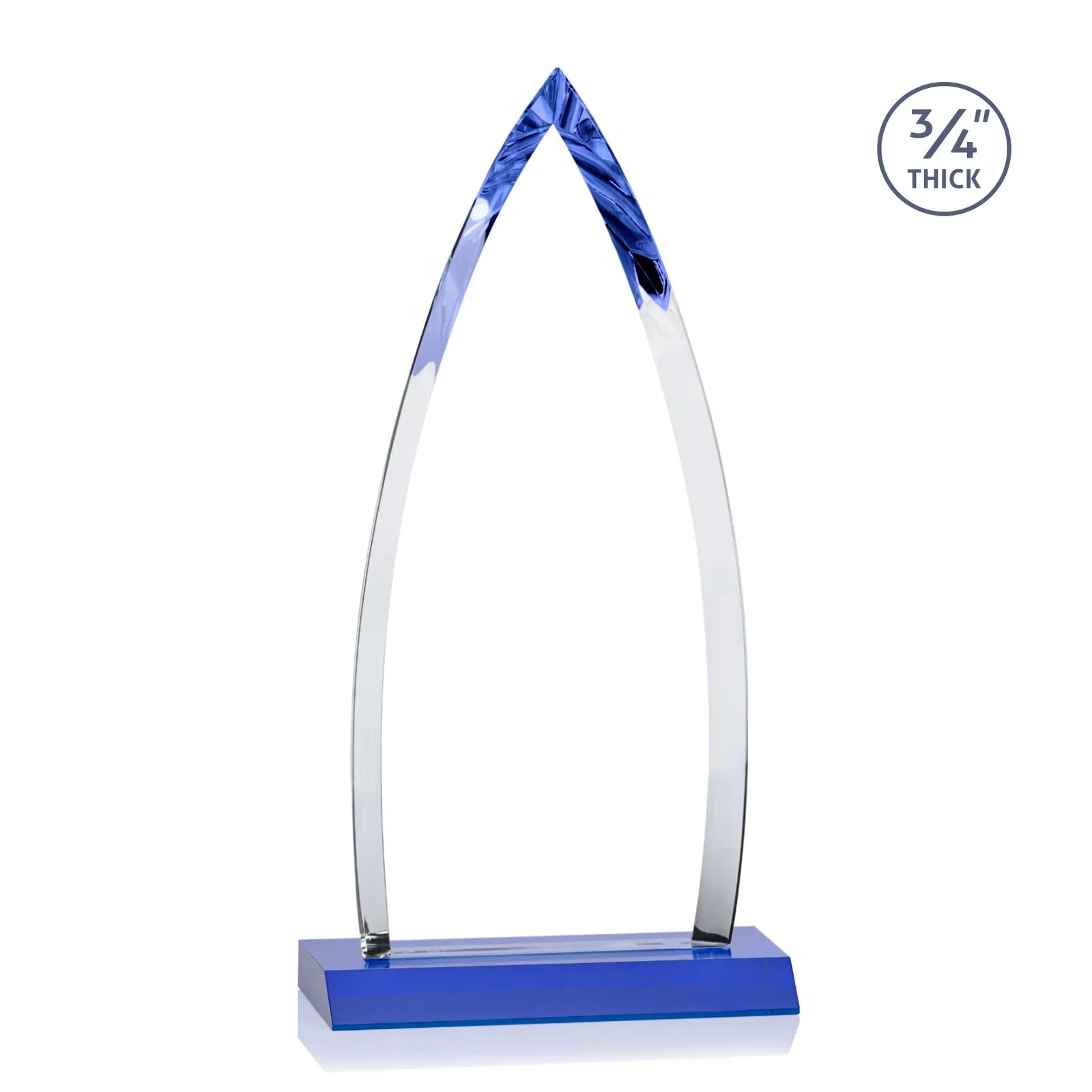 Promotional Starfire Crystal Arrowhead Award with Second Etch on Mitered Base, awards, with your logo for company anniversary events