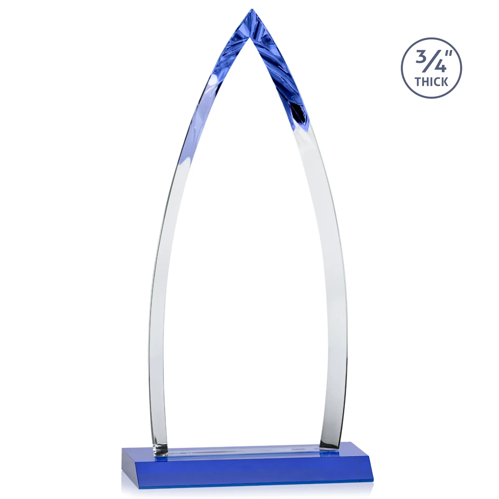 Branded Starfire Crystal Arrowhead Award with Second Etch on Mitered Base, awards, with your logo for employee recognition