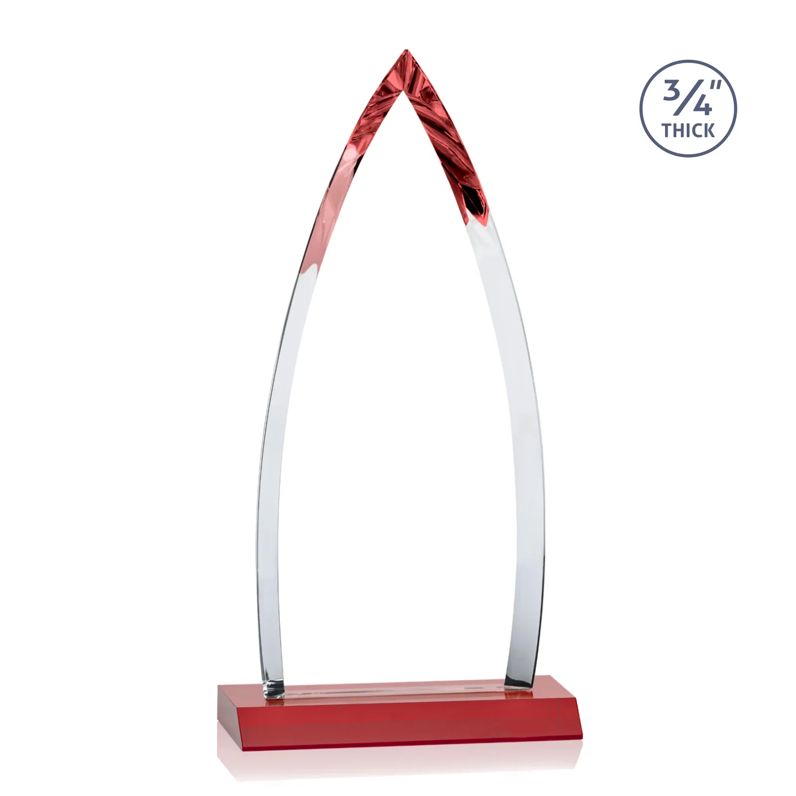 Branded Starfire Crystal Arrowhead Award with Second Etch on Mitered Base, awards, with your logo for retirement presentations