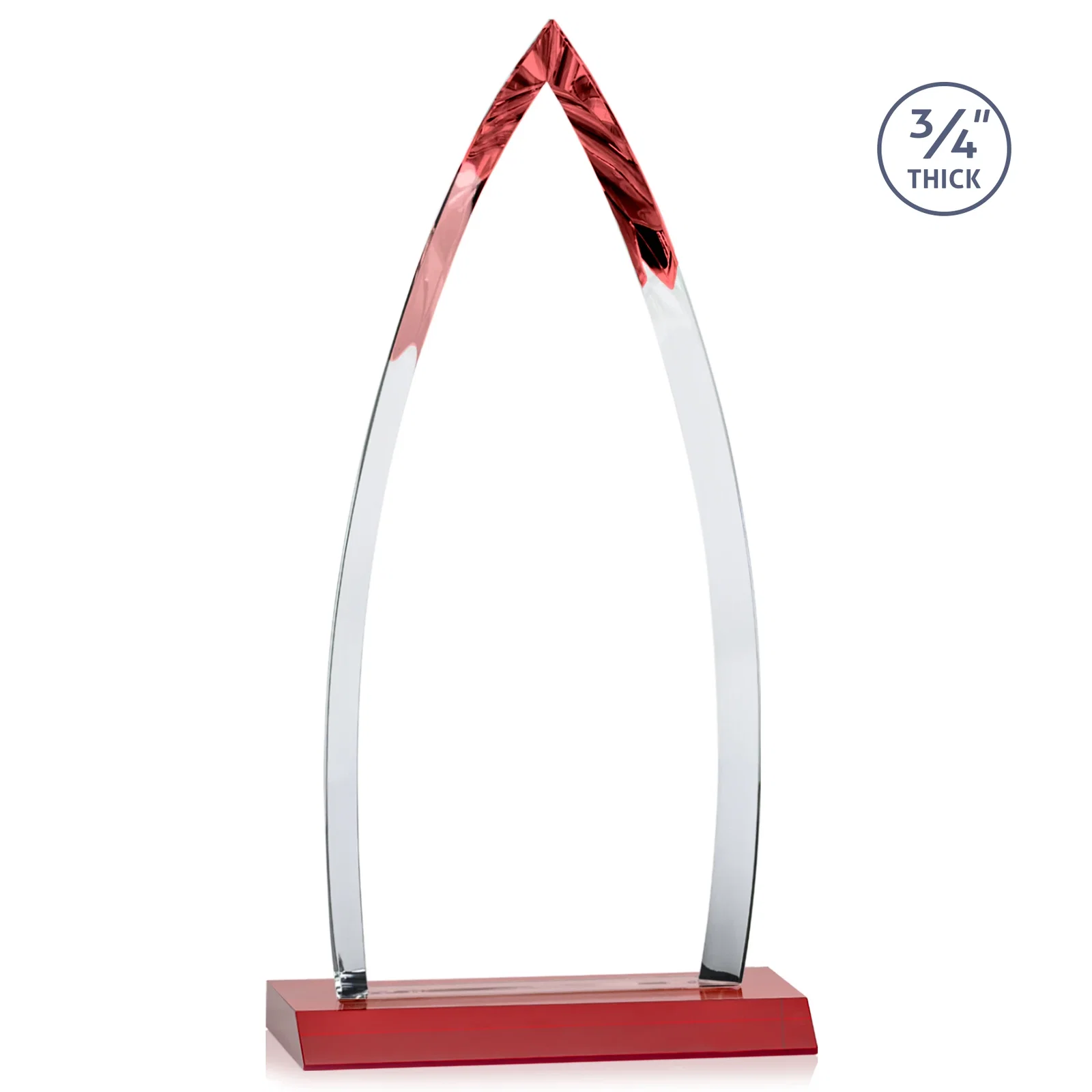 Branded Starfire Crystal Arrowhead Award with Second Etch on Mitered Base, awards, with your logo for team milestone celebrations