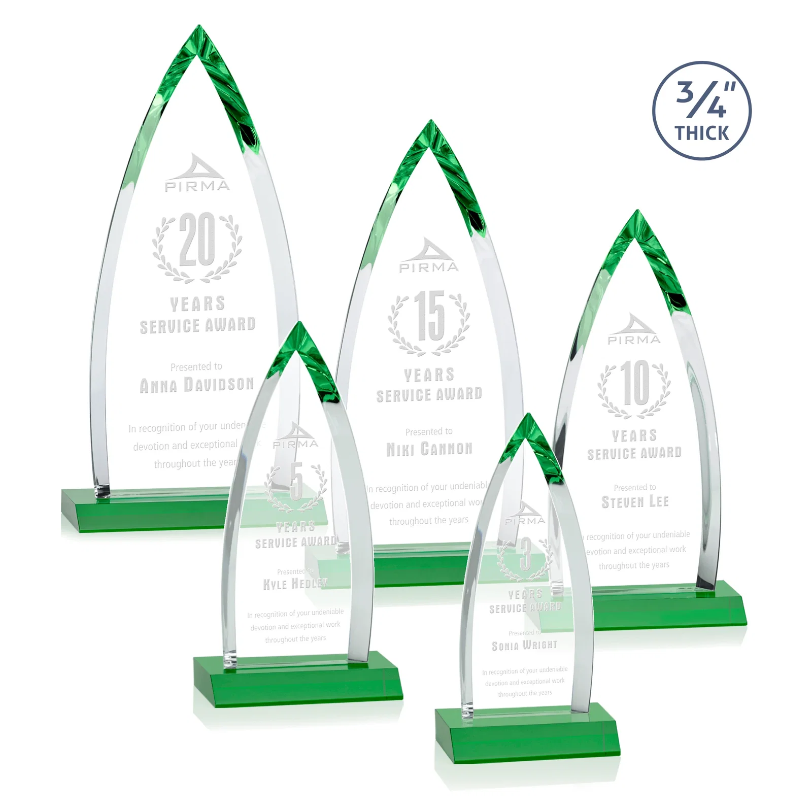 Personalized Starfire Crystal Arrowhead Award with Second Etch on Mitered Base, awards for employee recognition