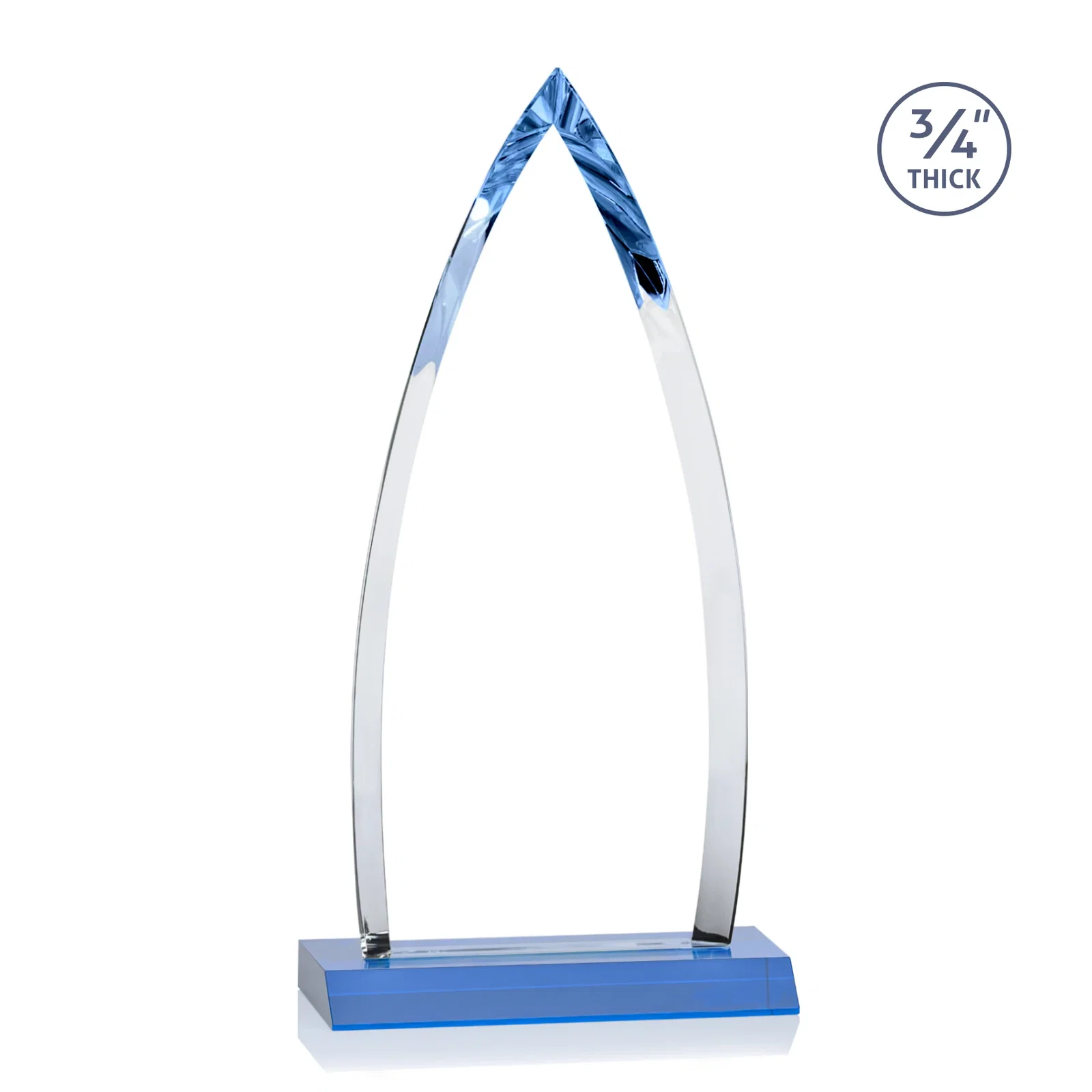 Branded Starfire Crystal Arrowhead Award with Second Etch on Mitered Base, awards, with your logo for volunteer appreciation
