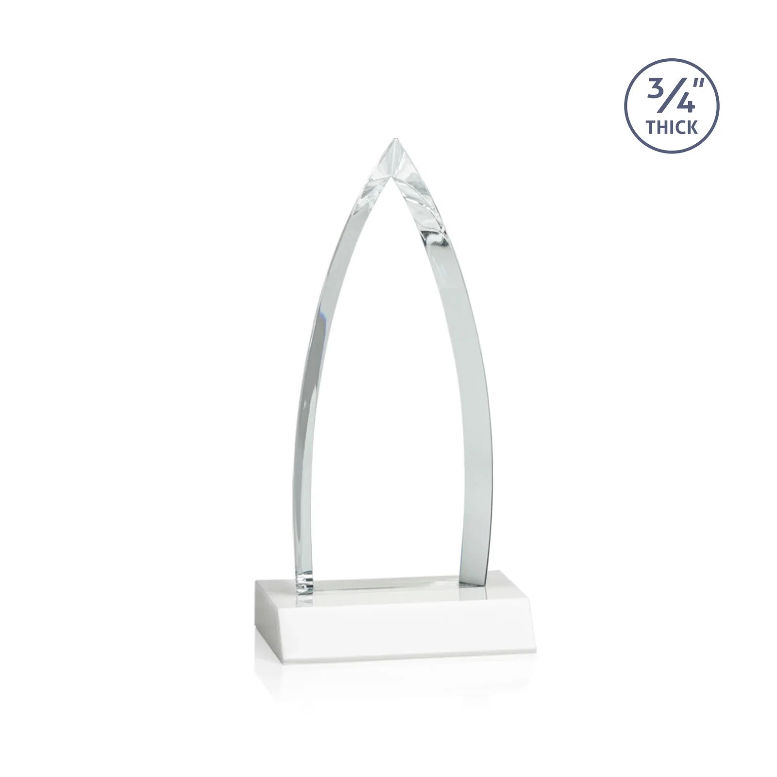 Branded Starfire Crystal Arrowhead Award with Second Etch on Mitered Base, awards, with your logo for company anniversary events