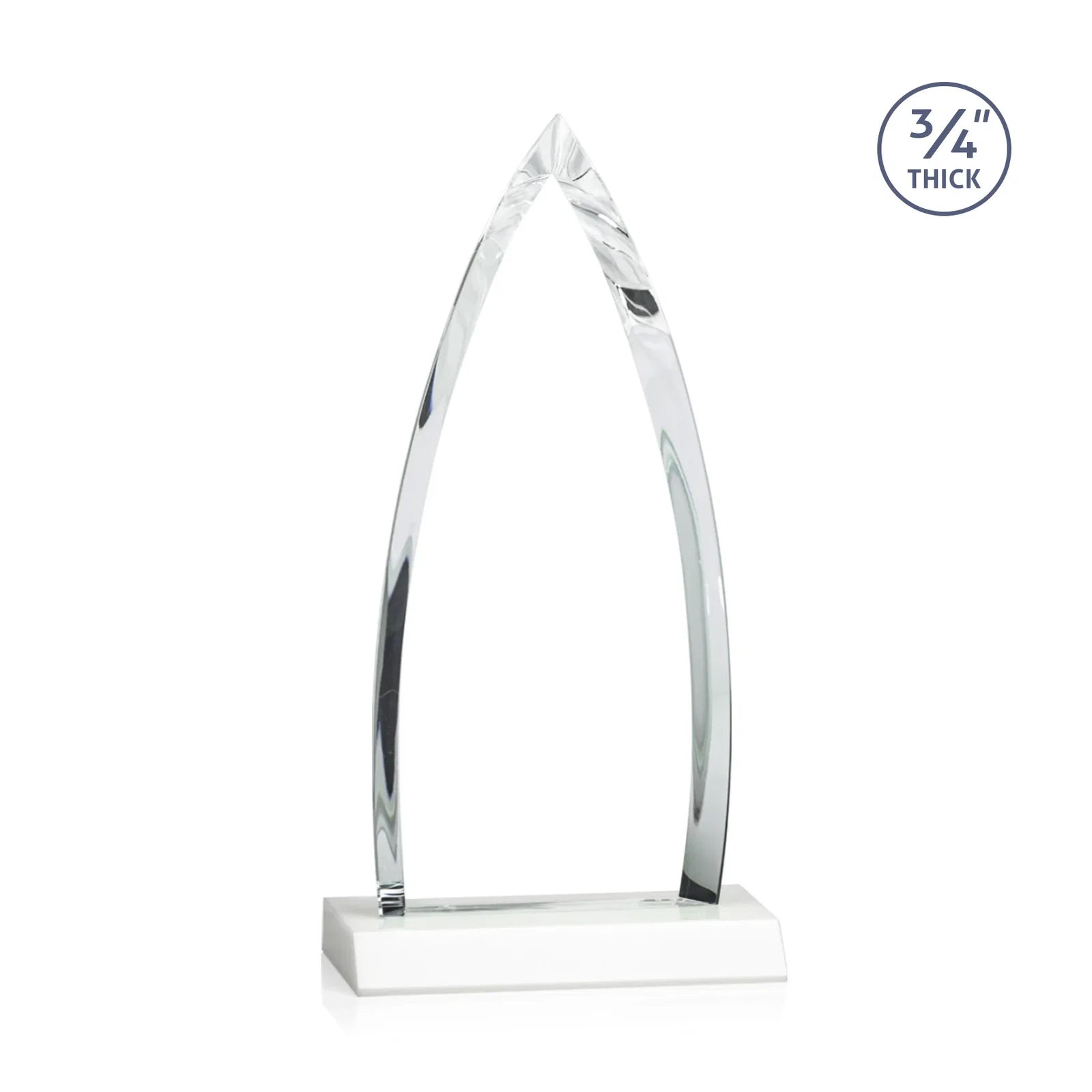 Custom printed Starfire Crystal Arrowhead Award with Second Etch on Mitered Base, awards, with your logo for corporate award ceremonies