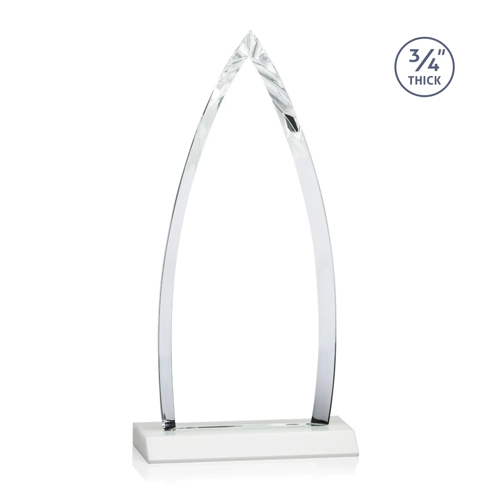 Custom printed Starfire Crystal Arrowhead Award with Second Etch on Mitered Base, awards, with your logo for service anniversary gifts