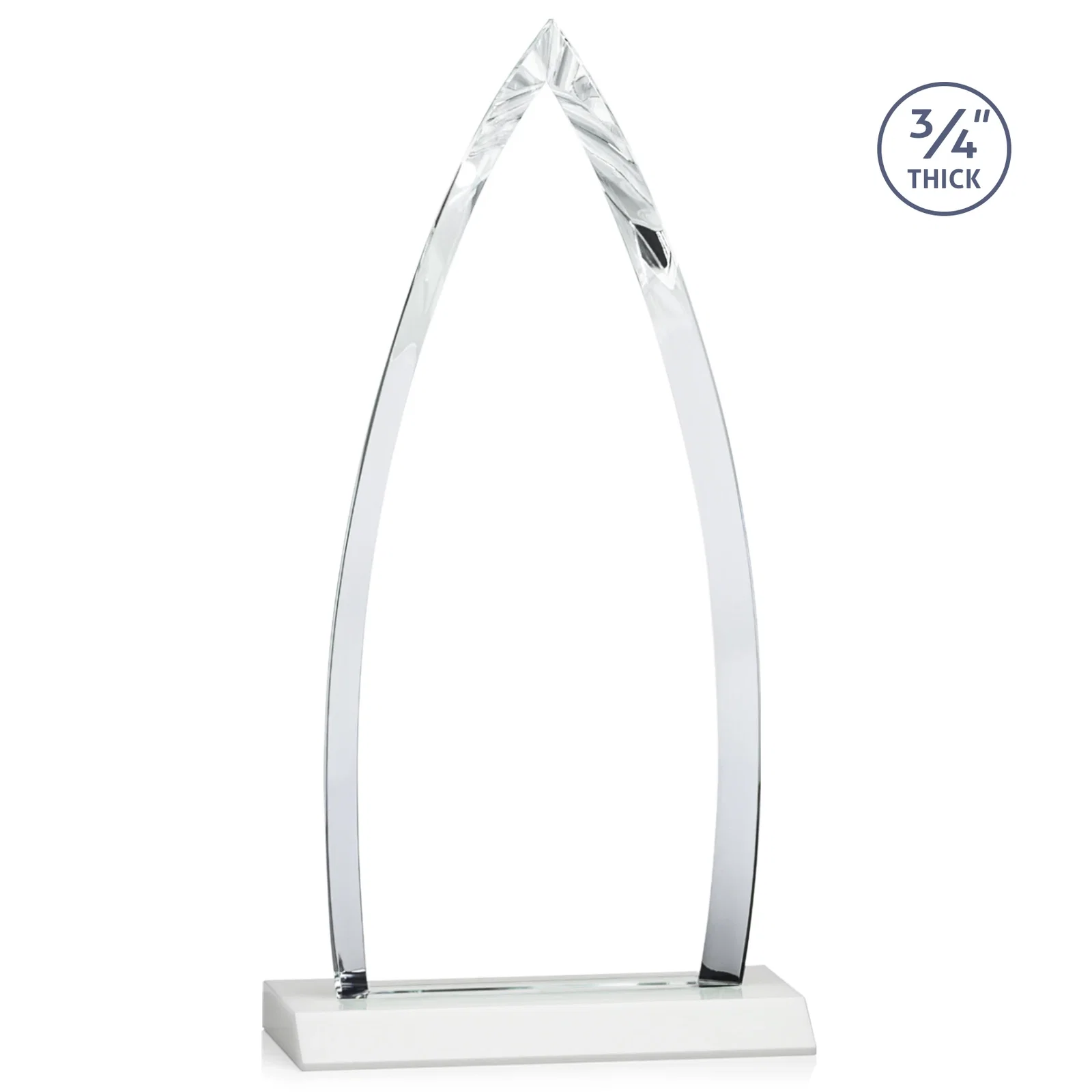 Custom printed Starfire Crystal Arrowhead Award with Second Etch on Mitered Base, awards, with your logo for sales achievement awards