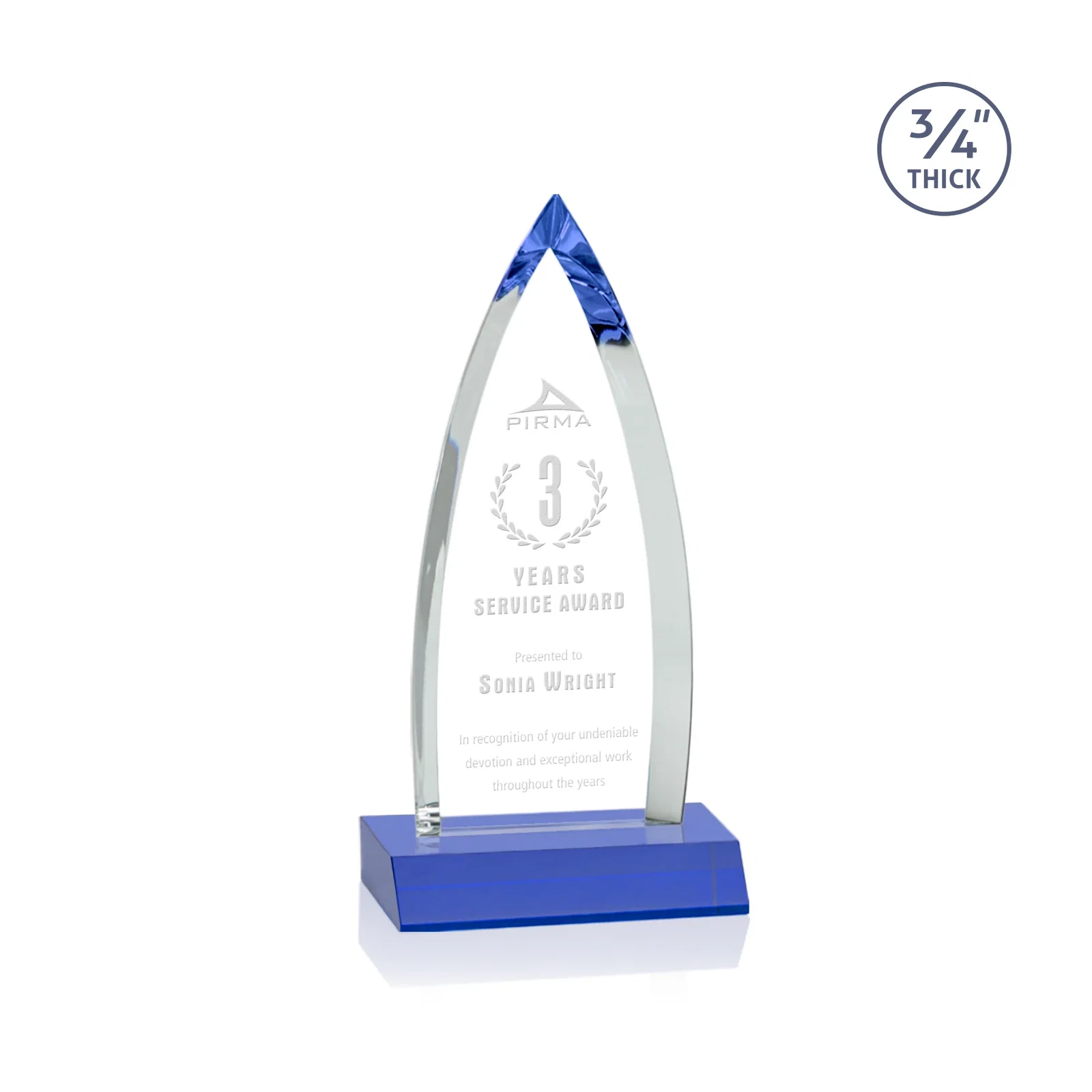 Promotional Starfire Crystal Arrowhead Award with Second Etch on Mitered Base, awards for corporate award ceremonies
