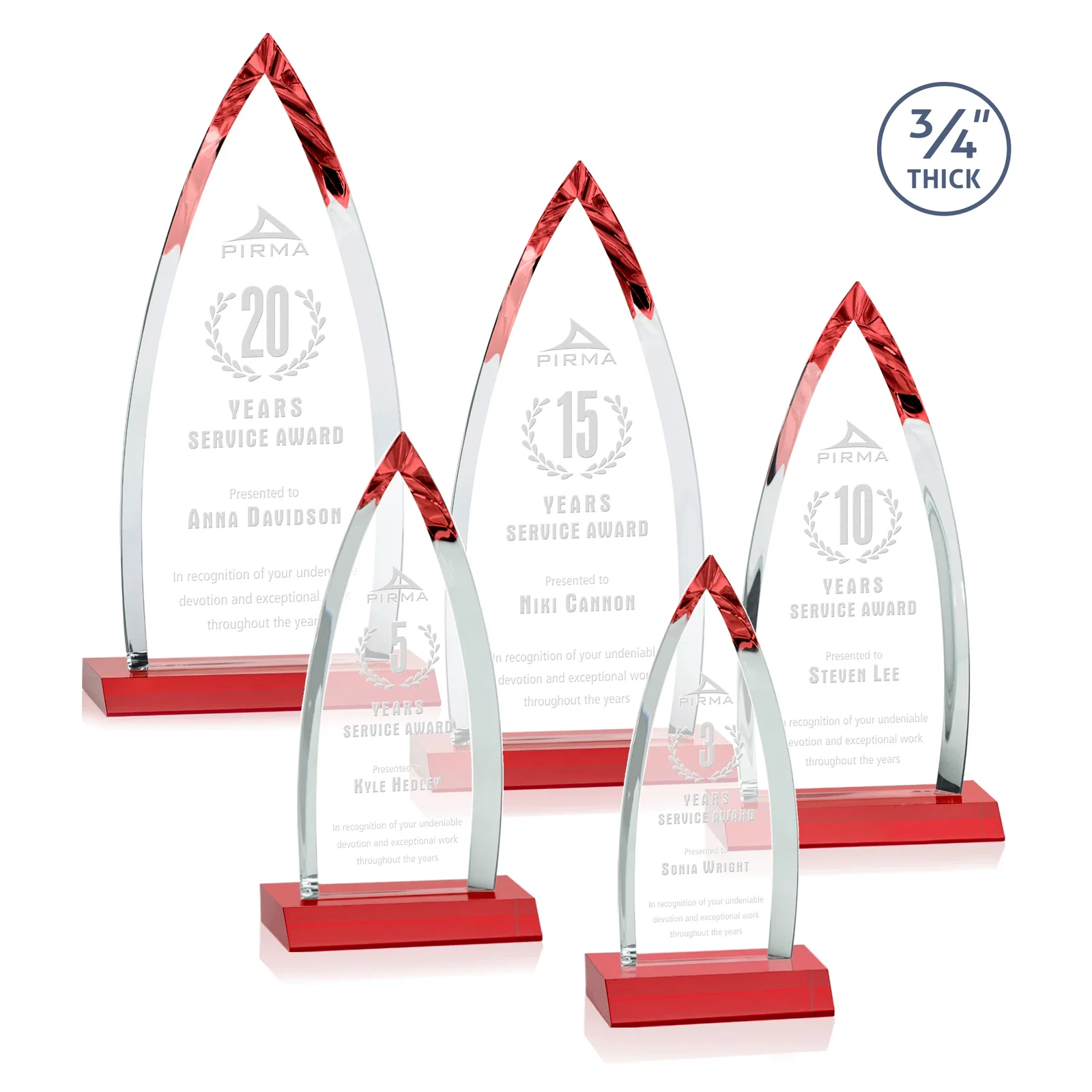 Promotional Starfire Crystal Arrowhead Award with Second Etch on Mitered Base, awards for donor appreciation