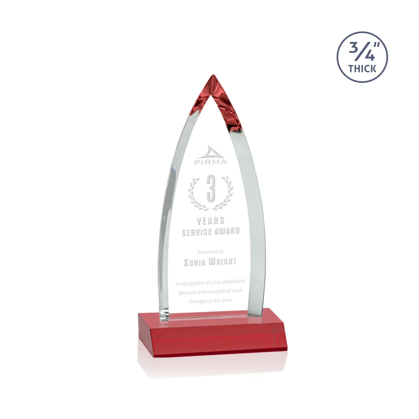 Promotional Starfire Crystal Arrowhead Award with Second Etch on Mitered Base, awards for graduation ceremonies