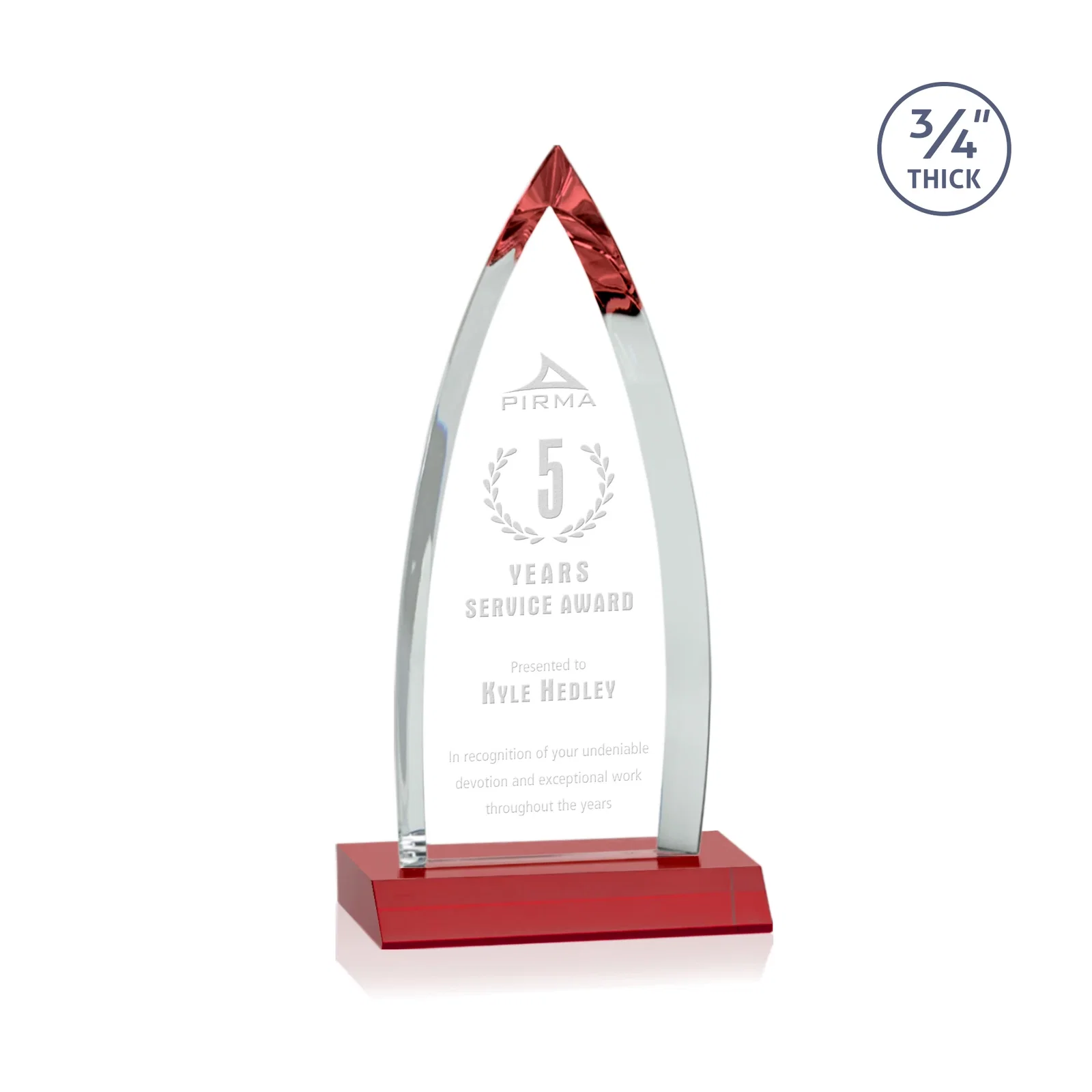 Promotional Starfire Crystal Arrowhead Award with Second Etch on Mitered Base, awards for safety achievement programs
