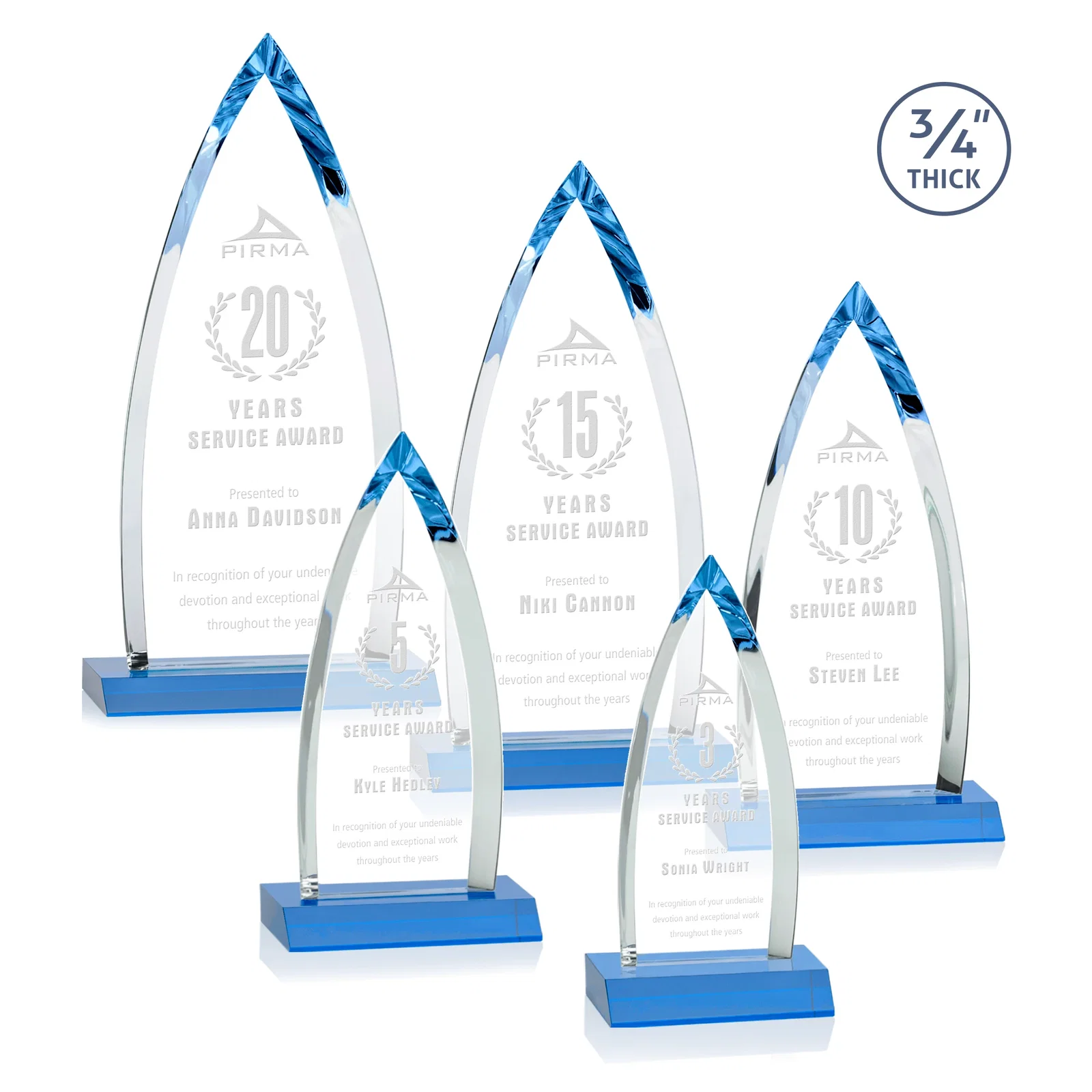 Branded Starfire Crystal Arrowhead Award with Second Etch on Mitered Base, awards for employee recognition