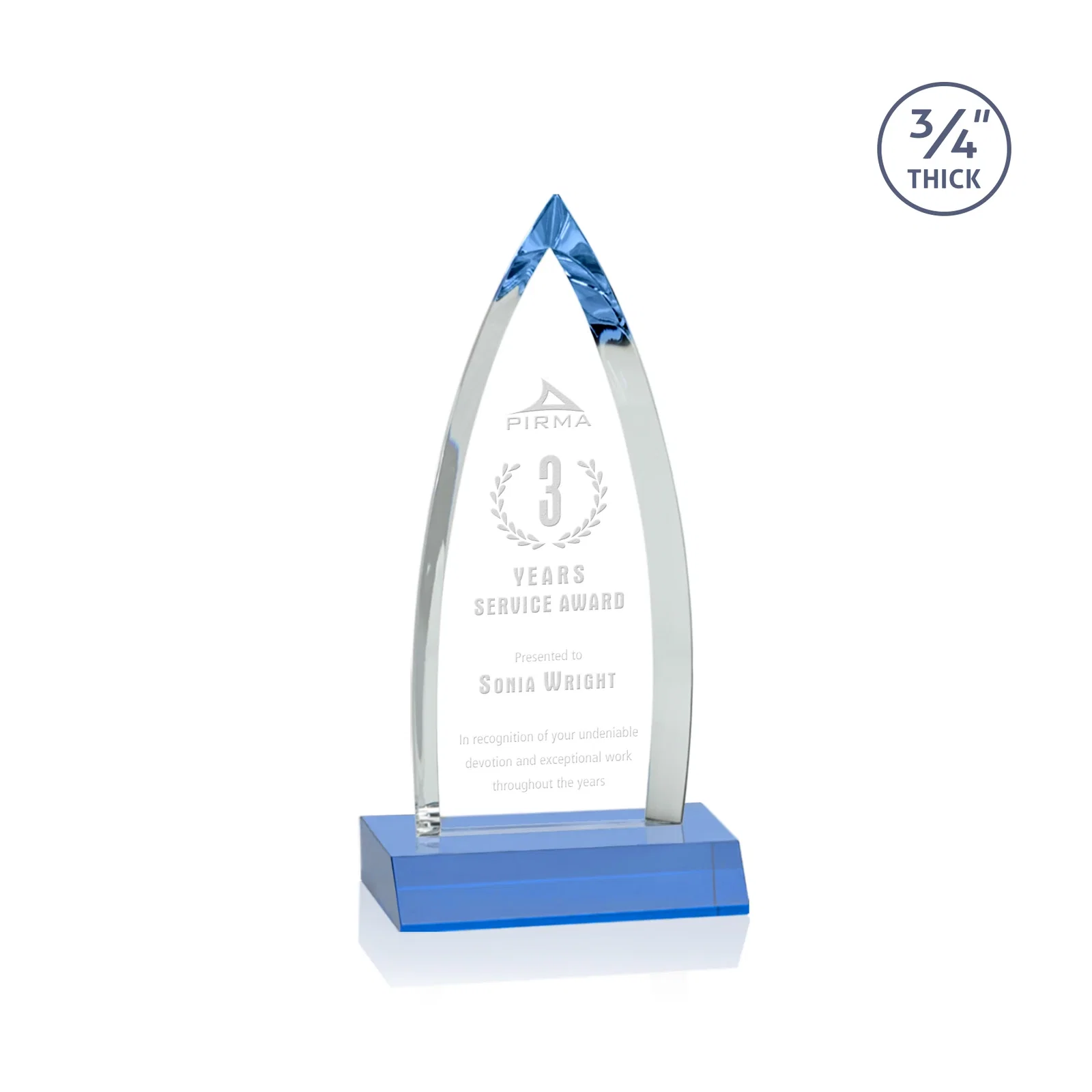 Branded Starfire Crystal Arrowhead Award with Second Etch on Mitered Base, awards for corporate award ceremonies