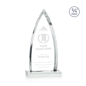 Starfire Crystal Arrowhead Award with Second Etch on Mitered Base