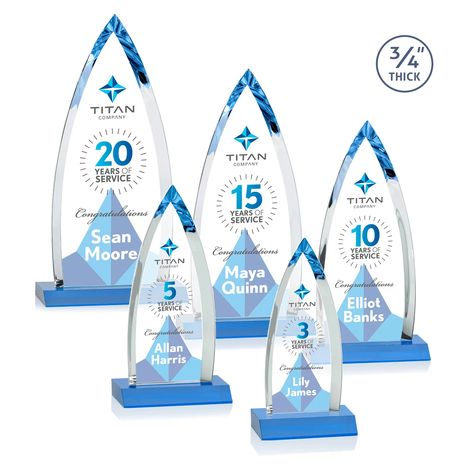 Custom Starfire Crystal Arrowhead Award with Second Etch on Mitered Base, awards, with your logo for employee recognition
