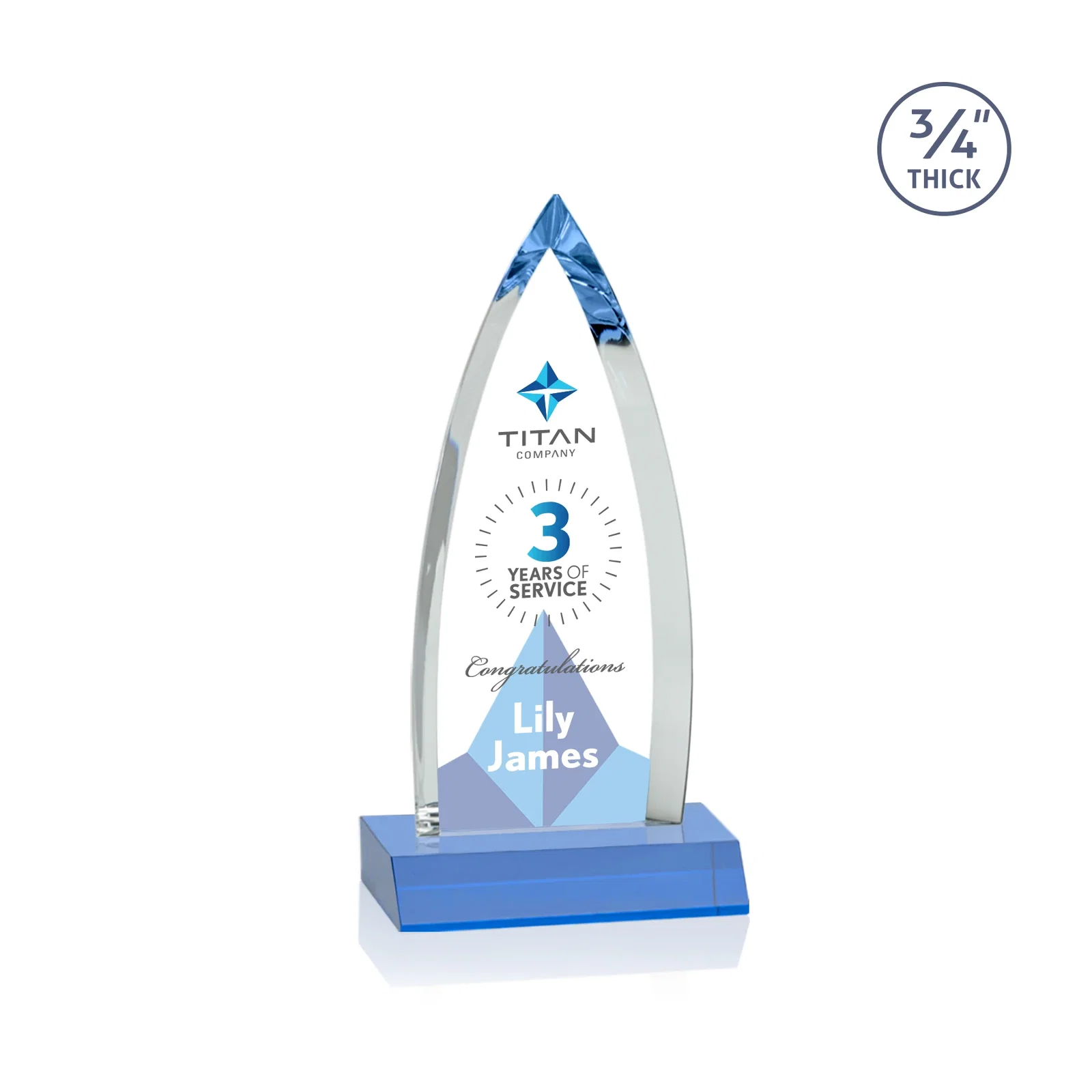 Custom Starfire Crystal Arrowhead Award with Second Etch on Mitered Base, awards, with your logo for corporate award ceremonies