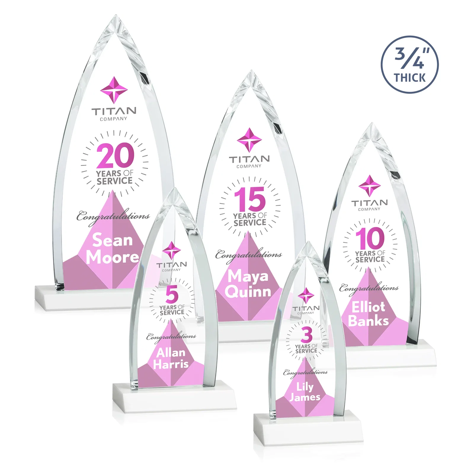 Custom Starfire Crystal Arrowhead Award with Second Etch on Mitered Base, awards, with your logo for donor appreciation