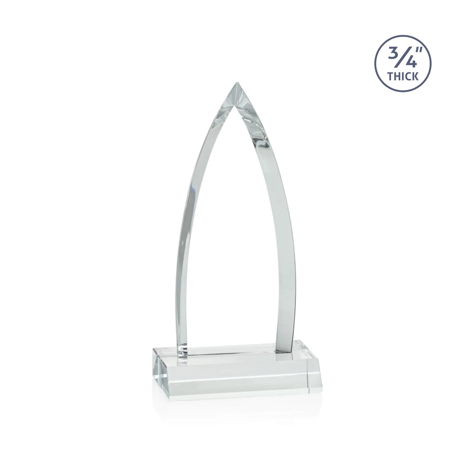 Personalized Starfire Crystal Arrowhead Award with Second Etch on Mitered Base, awards, with your logo for employee recognition