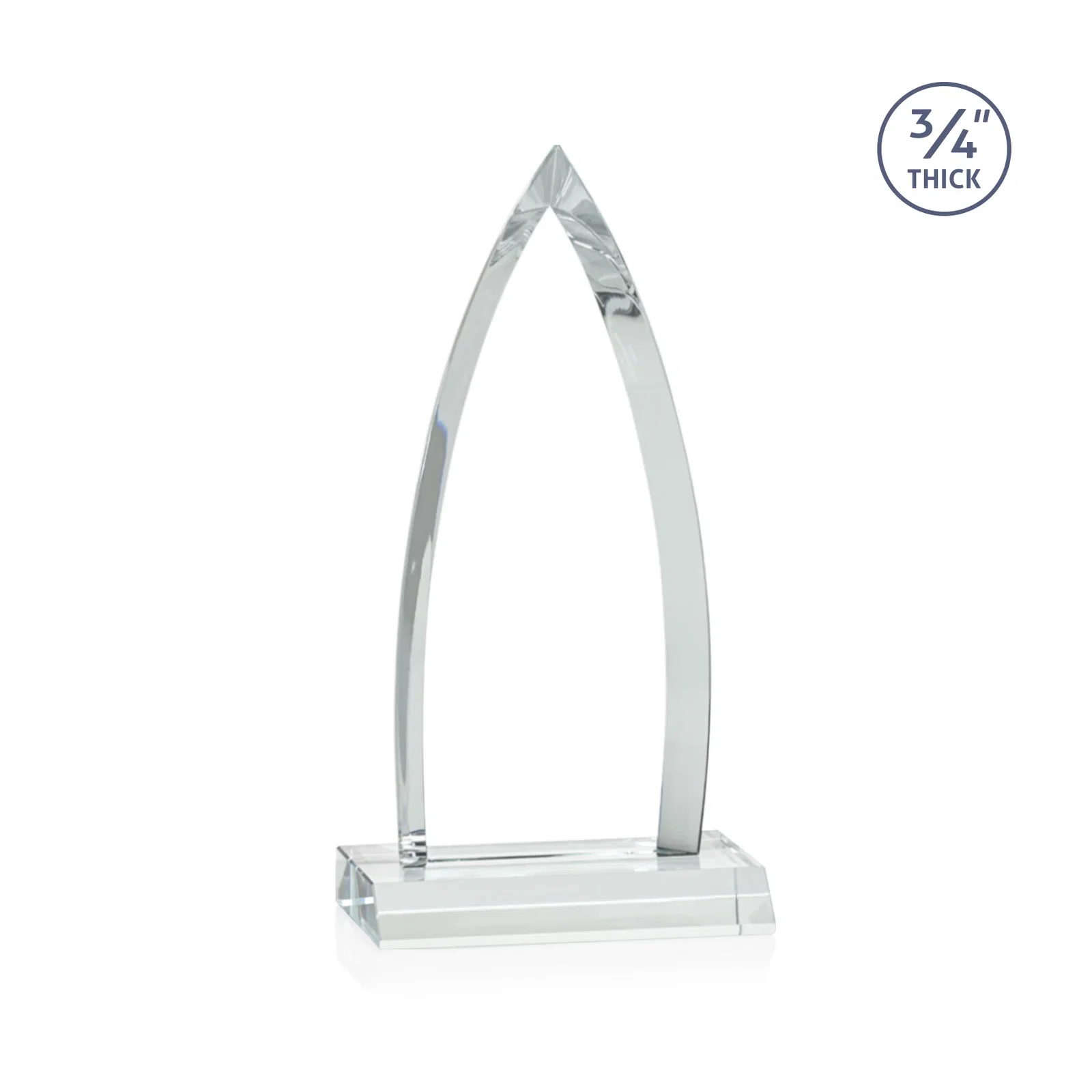 Personalized Starfire Crystal Arrowhead Award with Second Etch on Mitered Base, awards, with your logo for corporate award ceremonies