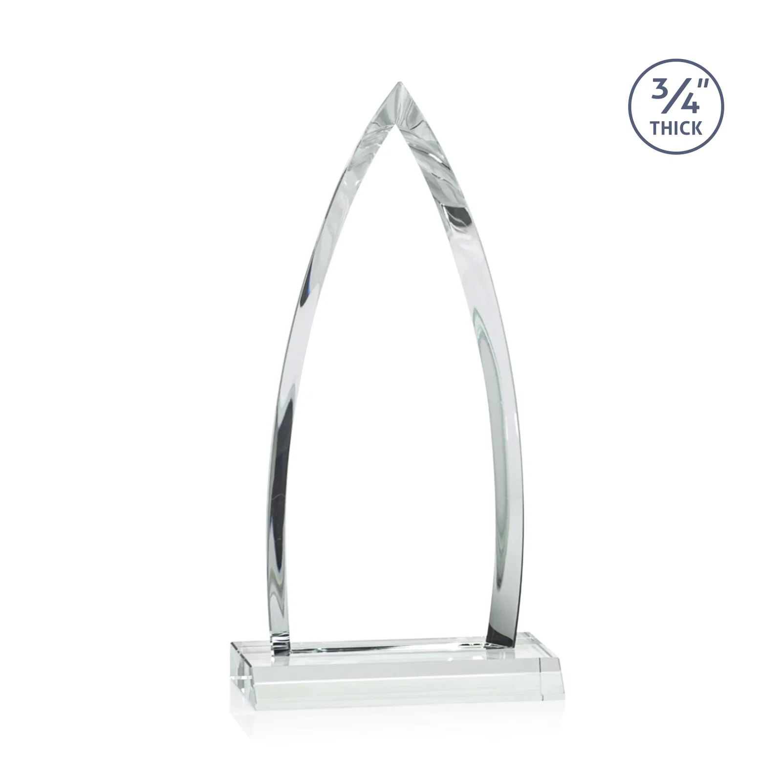Personalized Starfire Crystal Arrowhead Award with Second Etch on Mitered Base, awards, with your logo for service anniversary gifts
