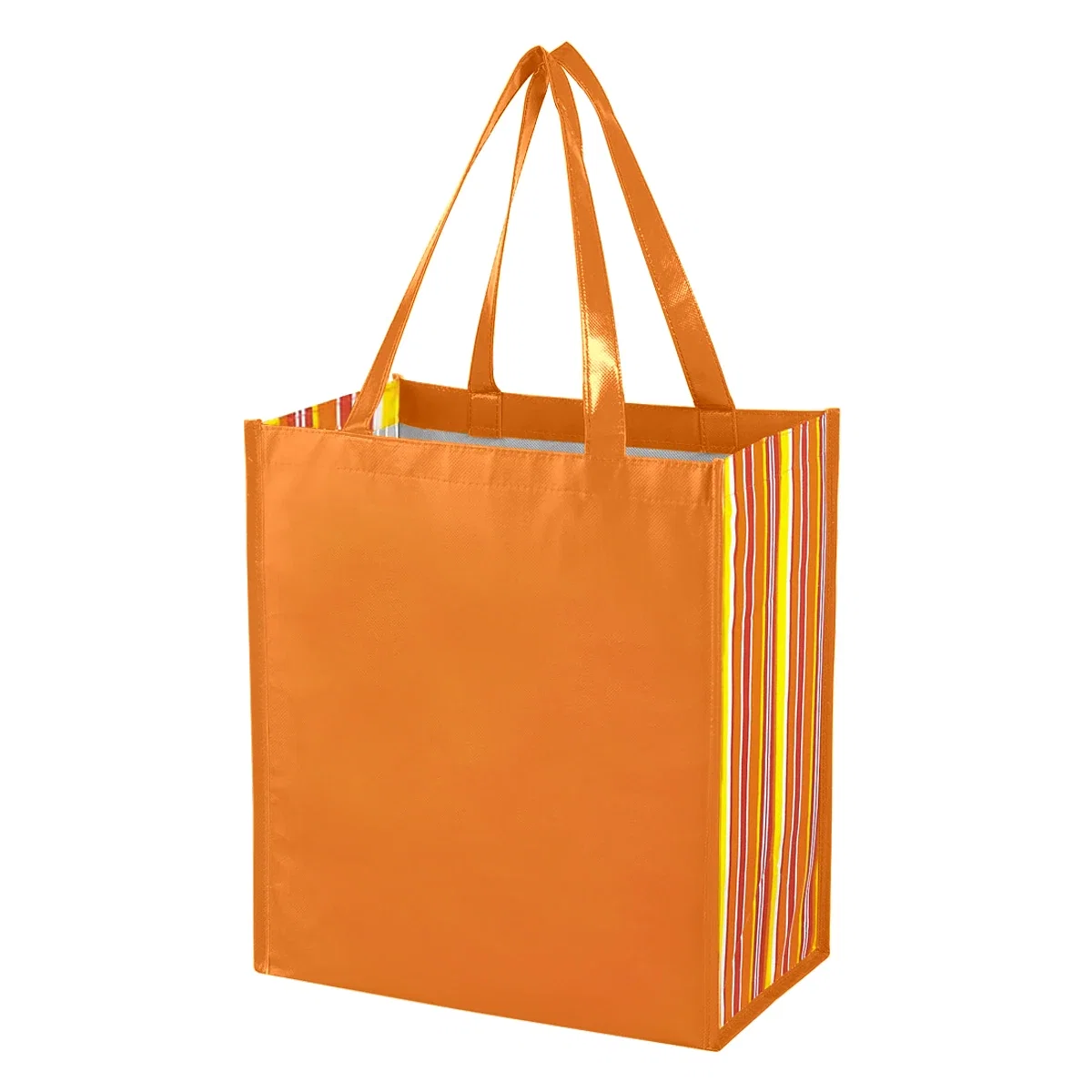 Roomy shopper carried by its handles on a store run