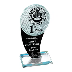 Jade Glass Golf Ball Award with Granite Upright