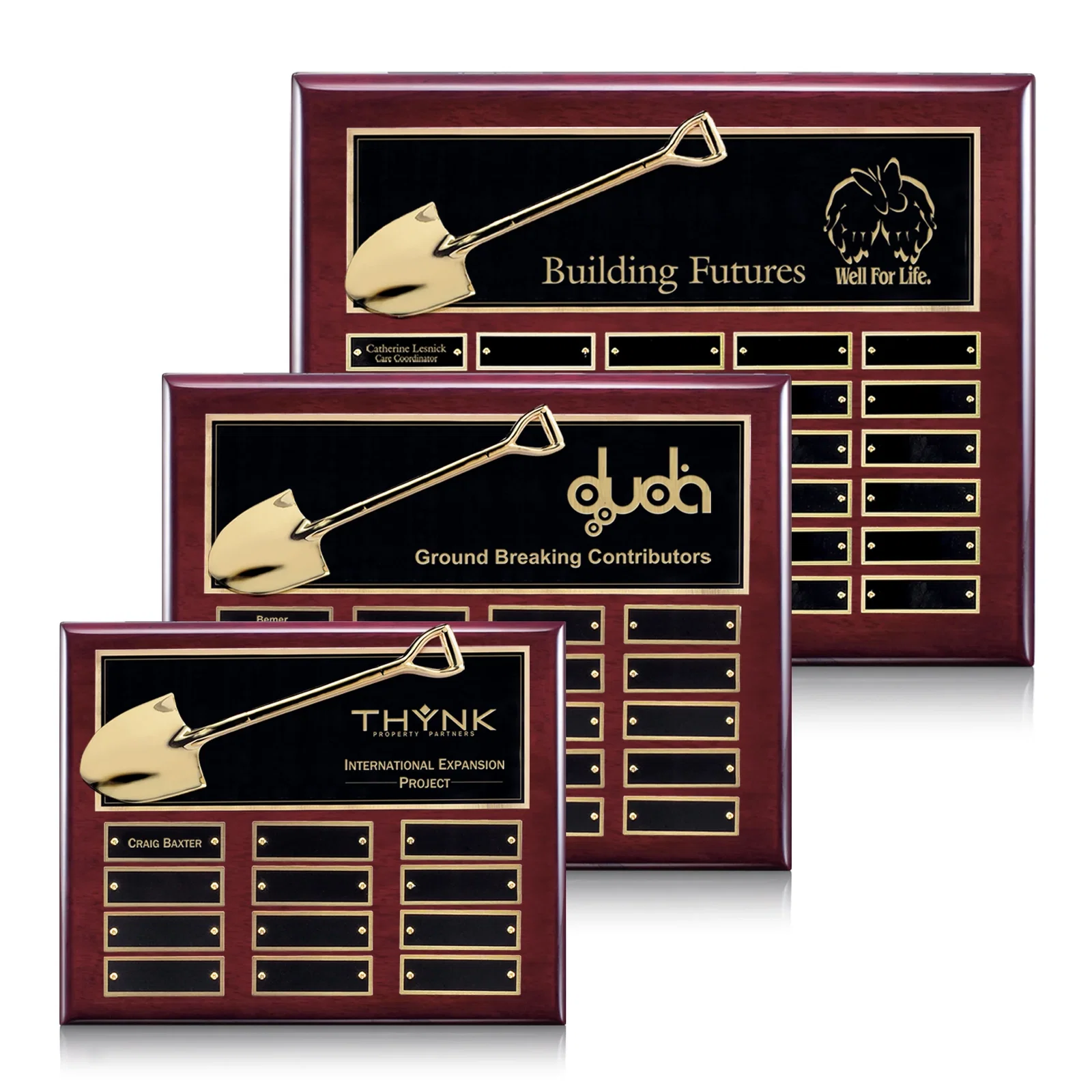 Custom Piano Finish Perpetual Plaque on Rosewood for employee recognition