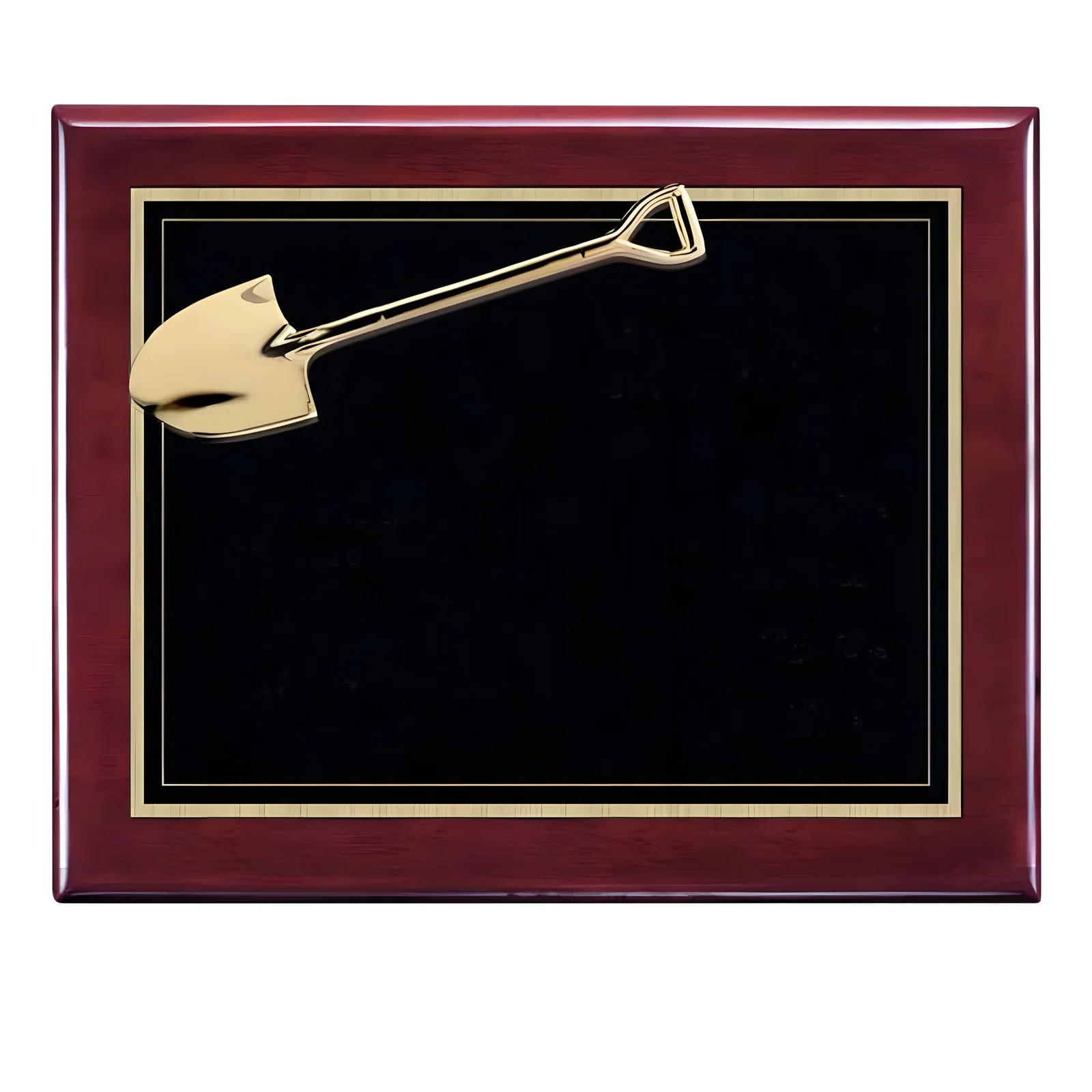 Custom Rosewood or Black Ceremonial Plaque with Shovel Key or Gavel for sales achievement awards