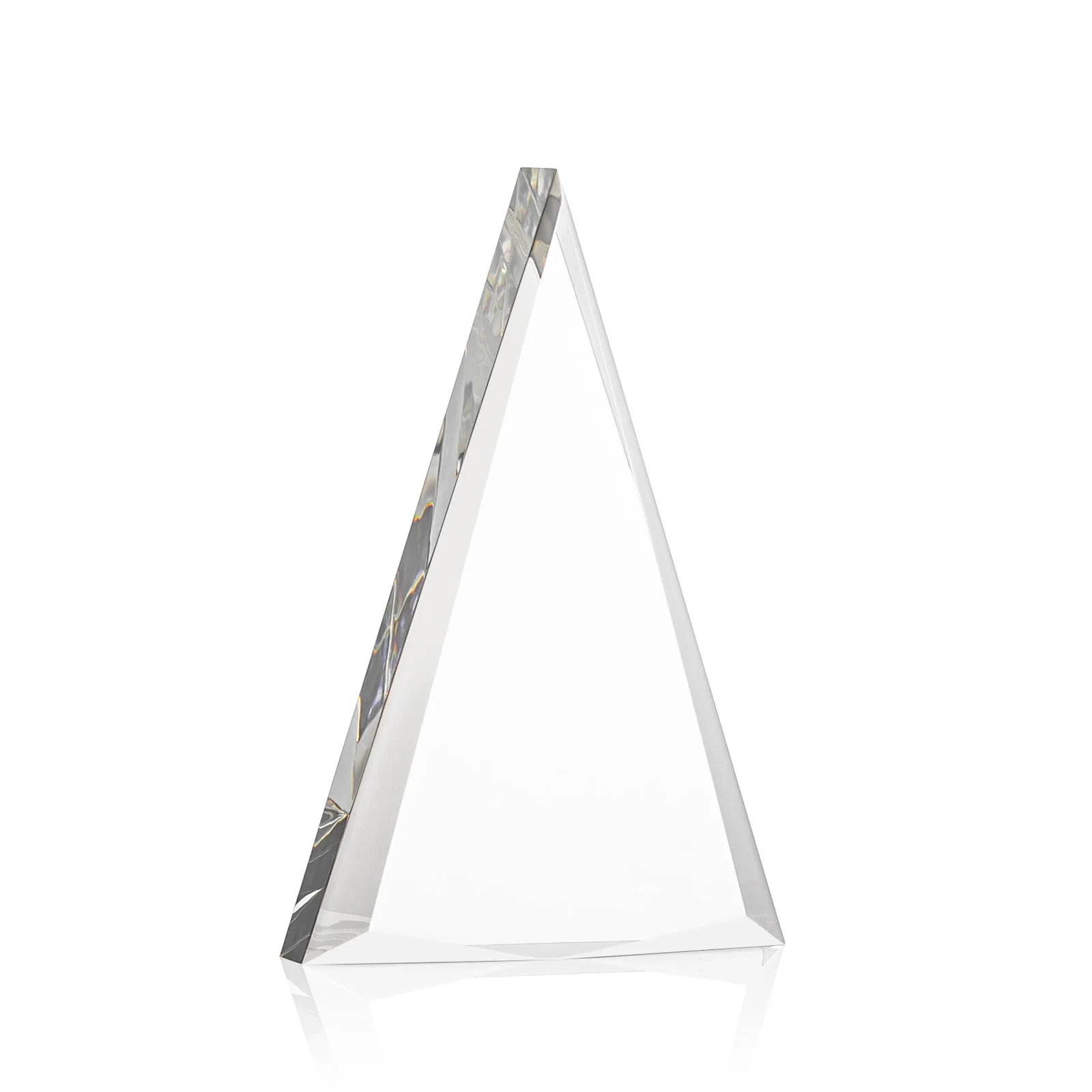 Promotional Acrylic Triangle Award with Beveled Edges on All Three Sides for employee recognition