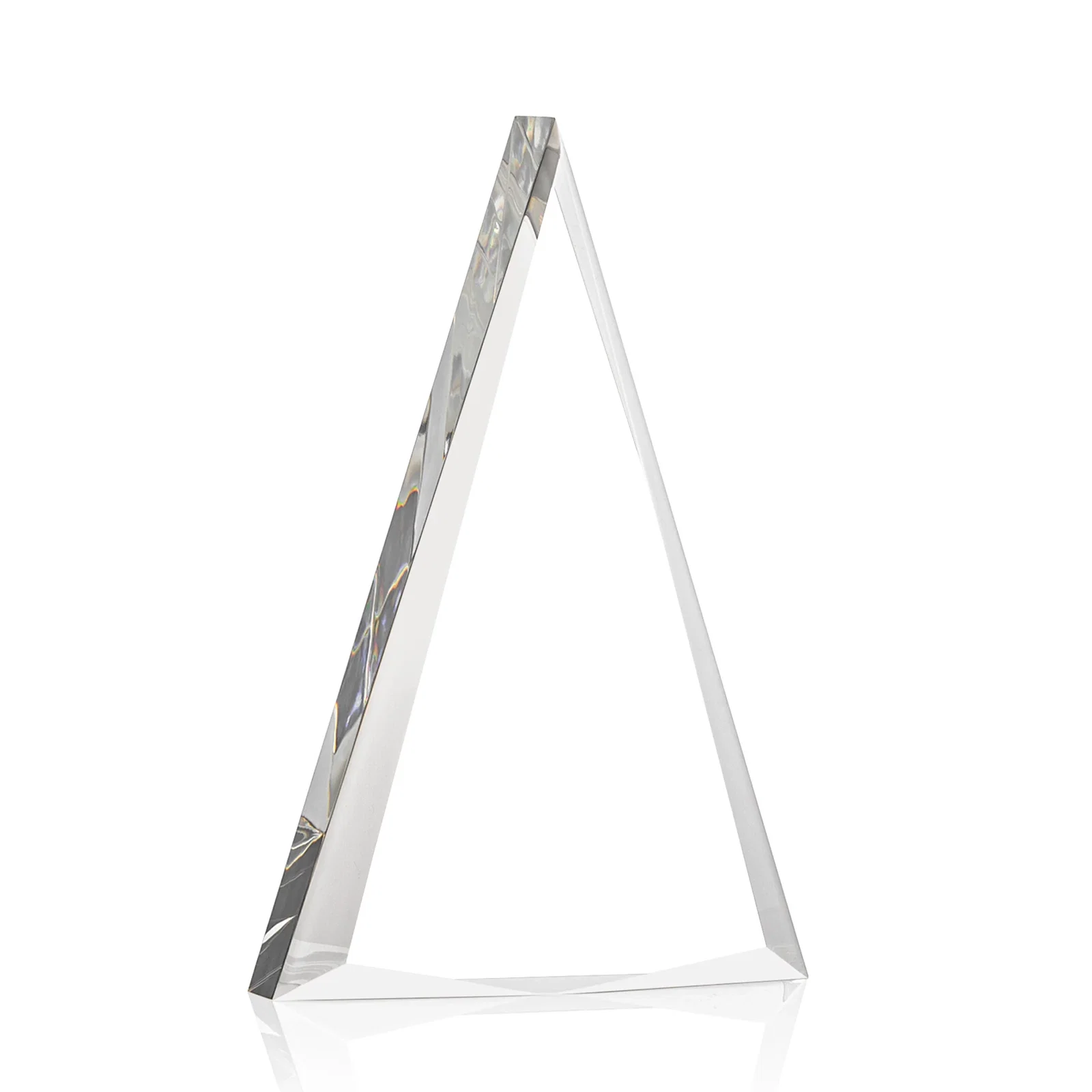 Promotional Acrylic Triangle Award with Beveled Edges on All Three Sides for corporate award ceremonies