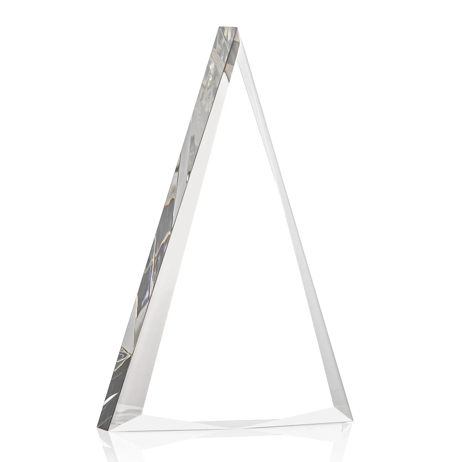 Promotional Acrylic Triangle Award with Beveled Edges on All Three Sides for service anniversary gifts