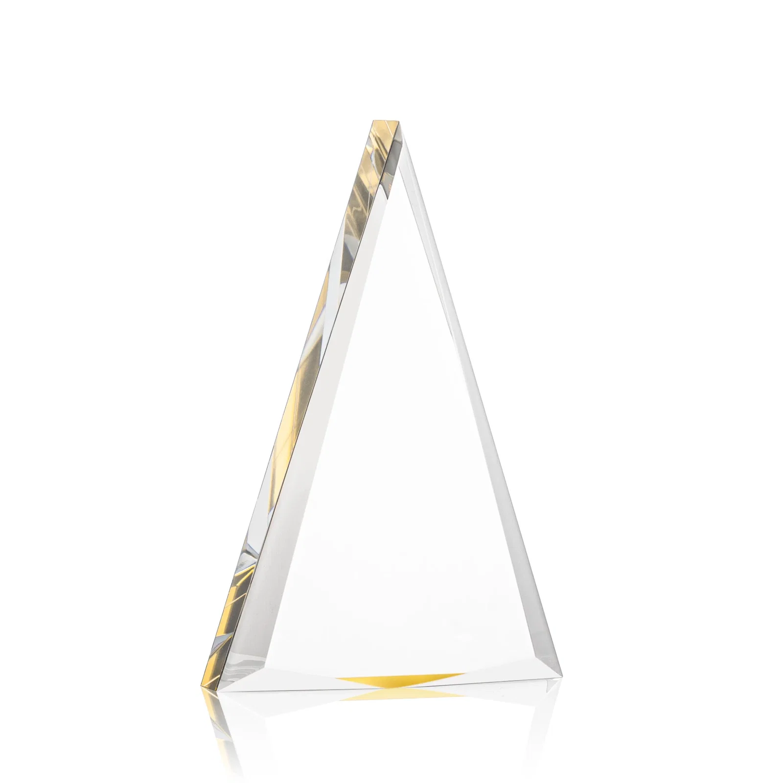 Promotional Acrylic Triangle Award with Beveled Edges on All Three Sides for sales achievement awards