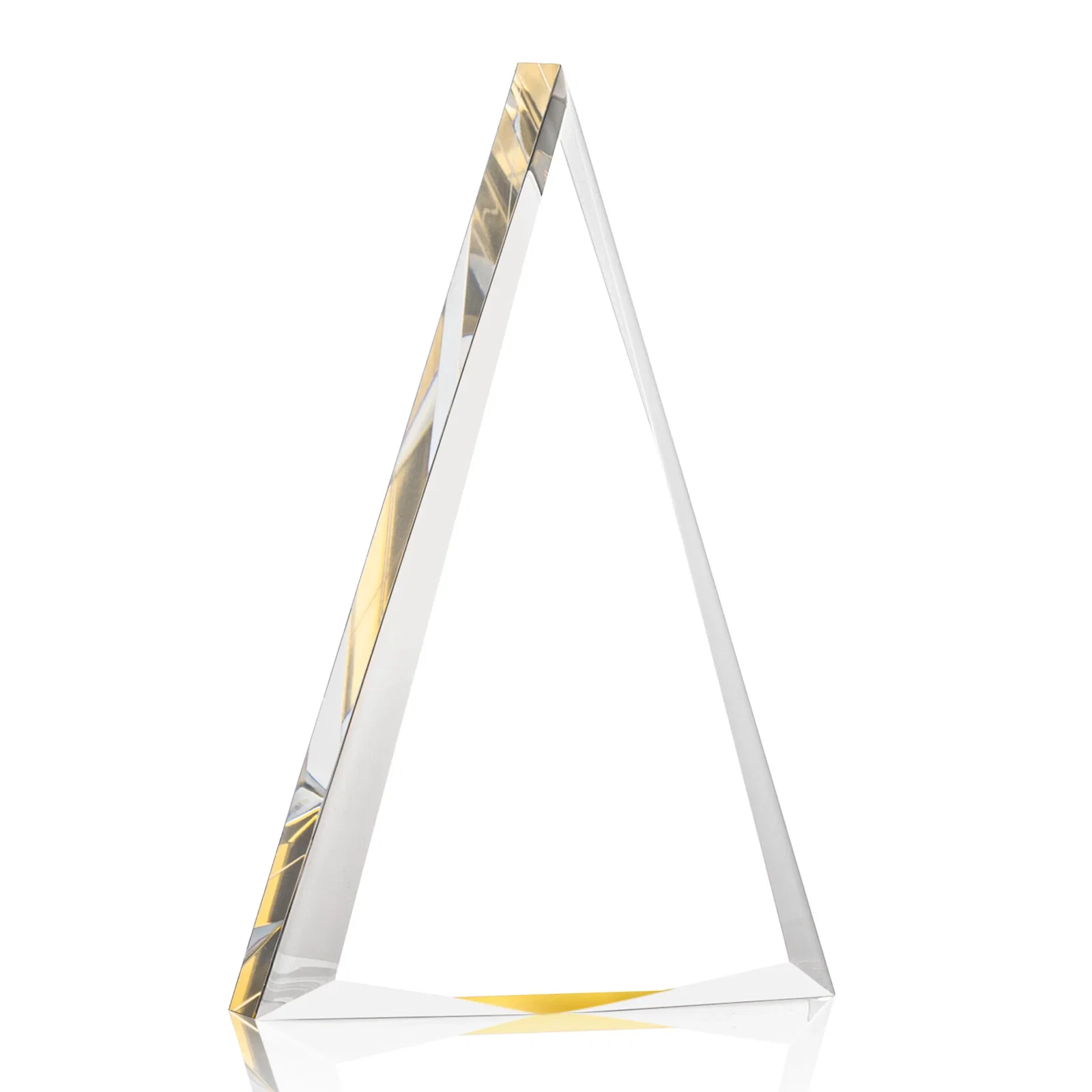 Promotional Acrylic Triangle Award with Beveled Edges on All Three Sides for team milestone celebrations