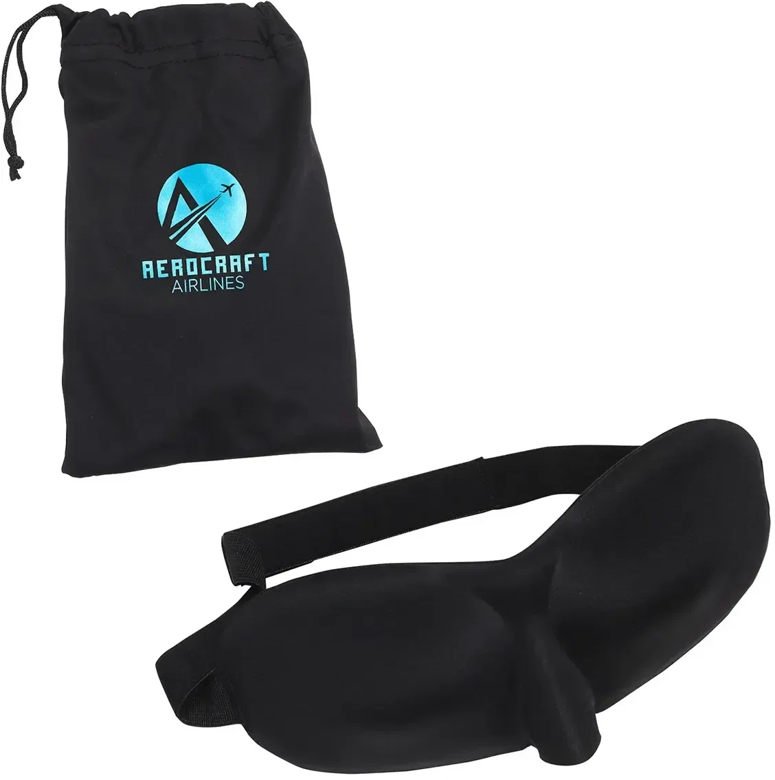 Shut-Eye custom contoured travel eye mask with branded logo, front view