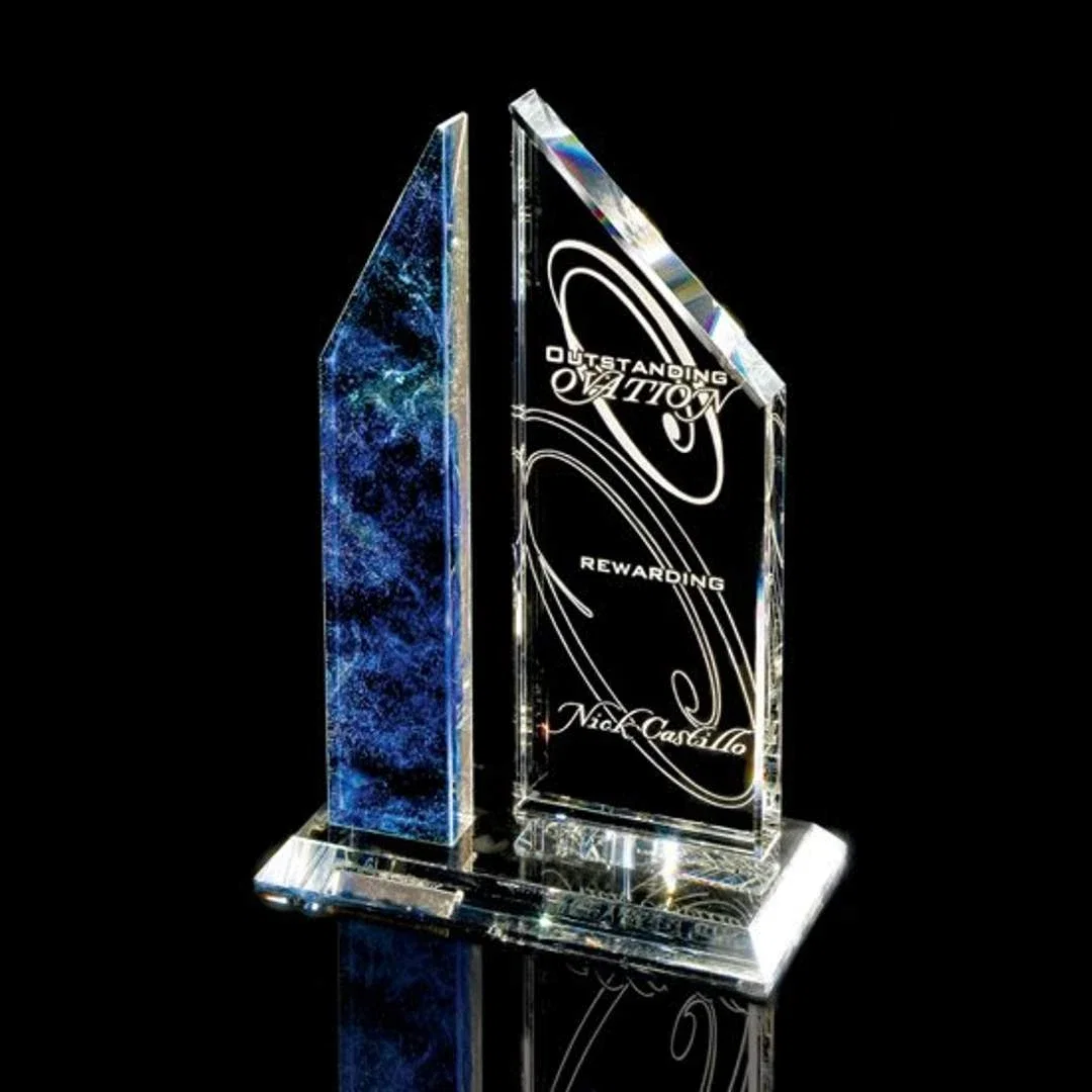 Custom Boiled-Glass Art Award, Pot-Fused, Hand-Cut and Polished for employee recognition