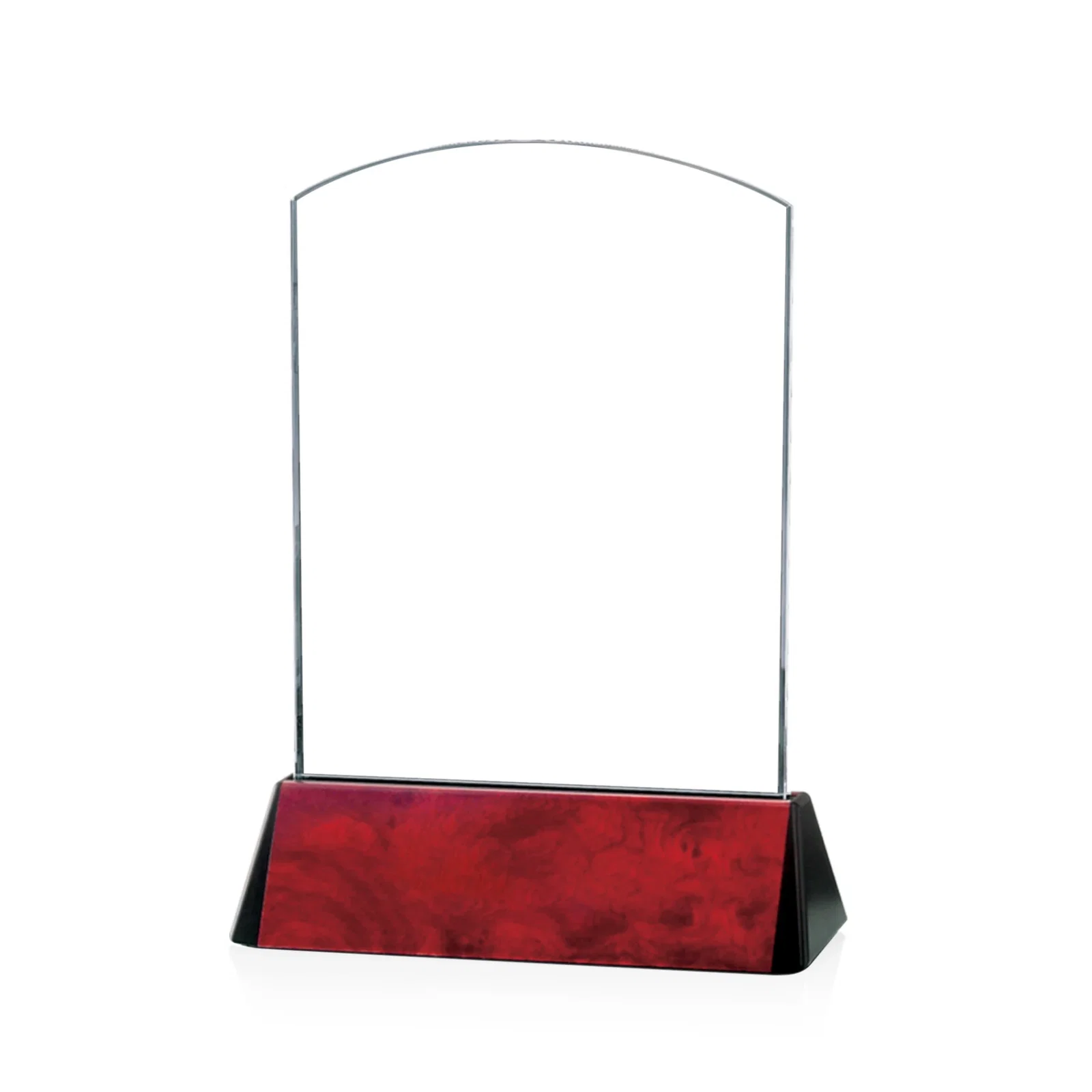 Personalized Starfire Crystal Arch Award on a Black Aluminum Base, wood awards for service anniversary gifts