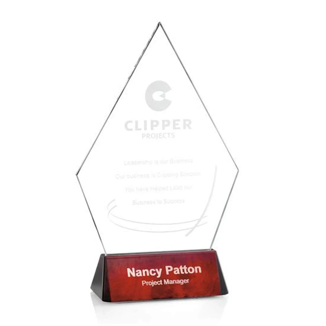 Custom Starfire Crystal Diamond Award With Dual Engraving Spots for corporate award ceremonies